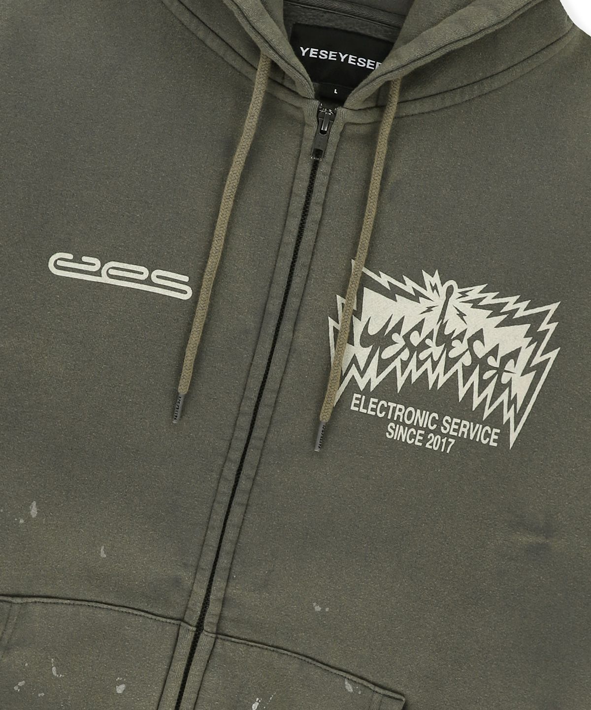 예스아이씨(YESEYESEE) Y.E.S Painted Zip-up Hoodie Dark Grey