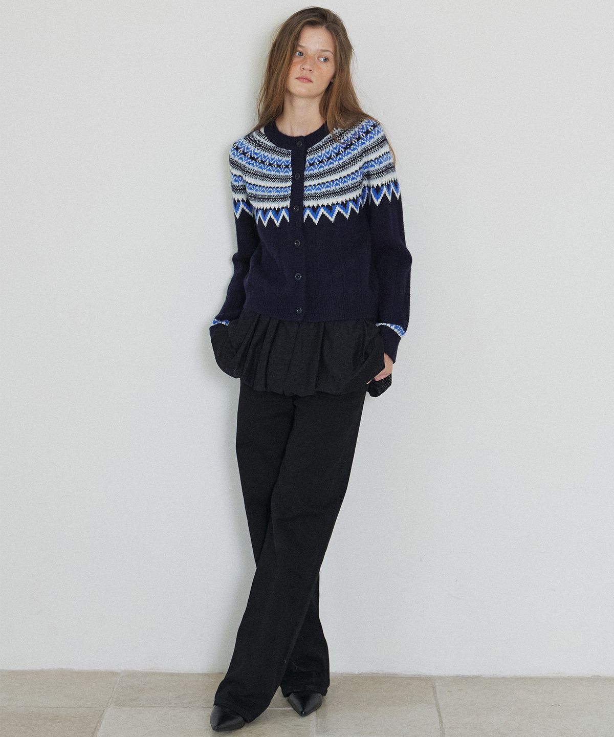 하우스 오브 폰드(HOUSE OF POND) Nordic alpaca vintage cardigan (Navy)