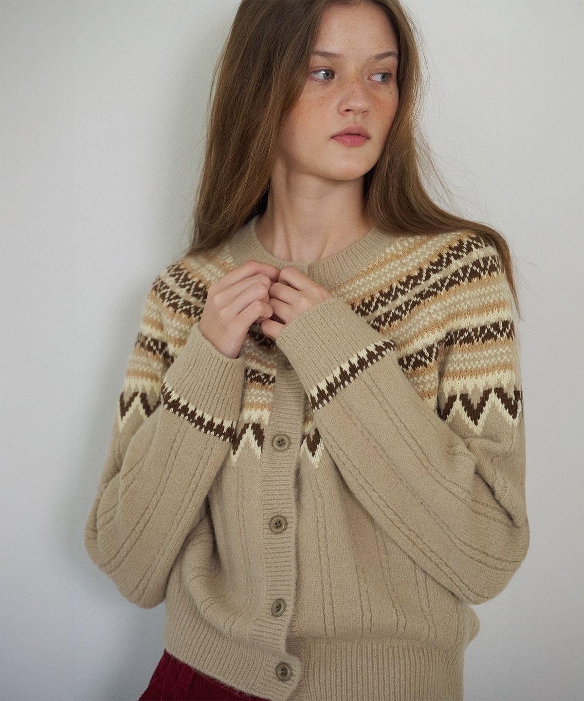 하우스 오브 폰드(HOUSE OF POND) Nordic alpaca vintage cardigan (Beige)