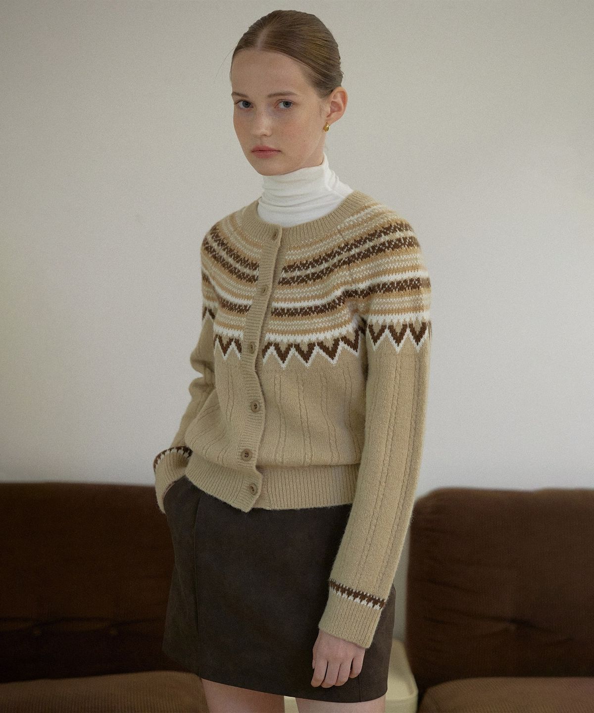 하우스 오브 폰드(HOUSE OF POND) Nordic alpaca vintage cardigan (Beige)