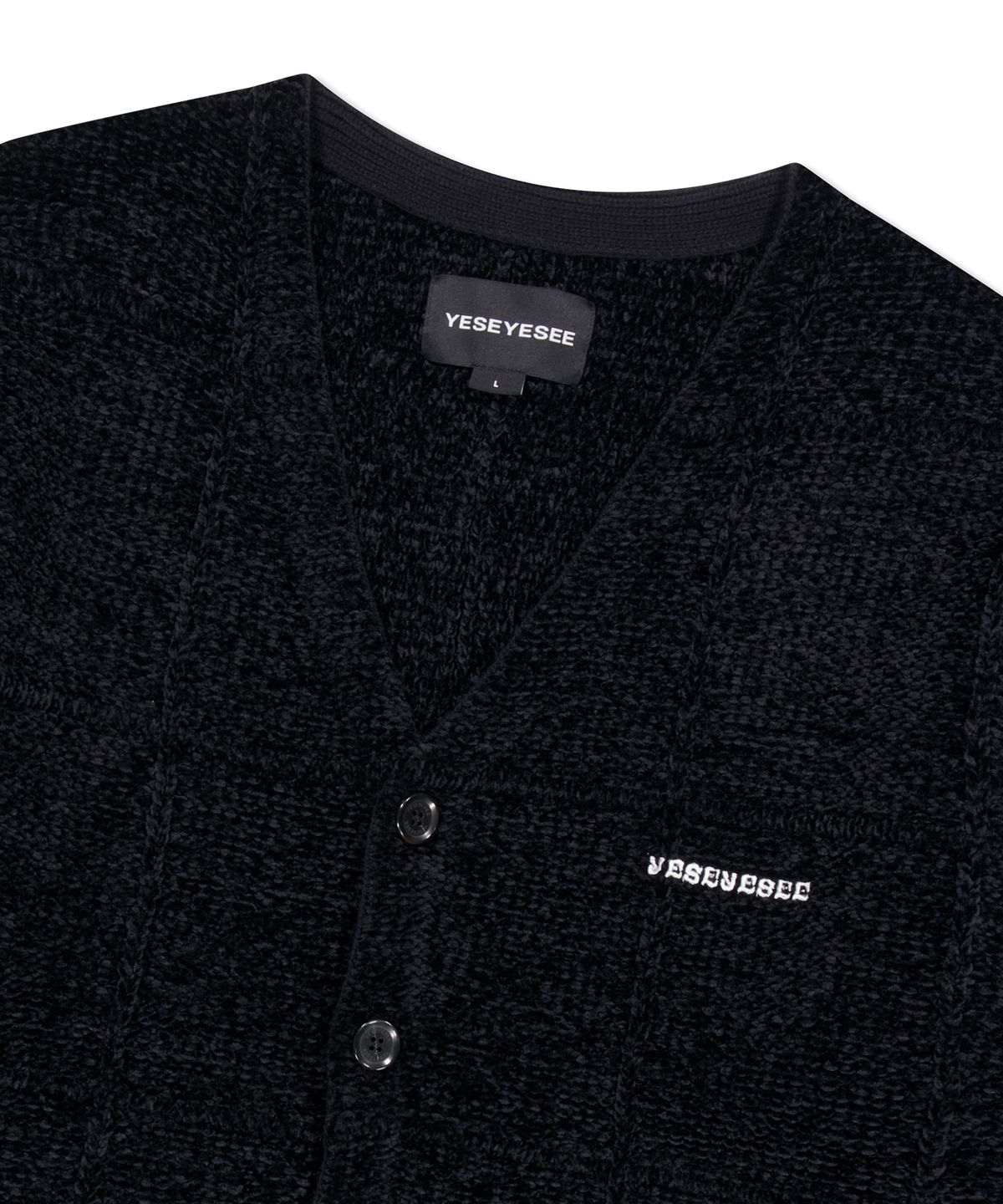 예스아이씨(YESEYESEE) Grid Knit Cardigan Black