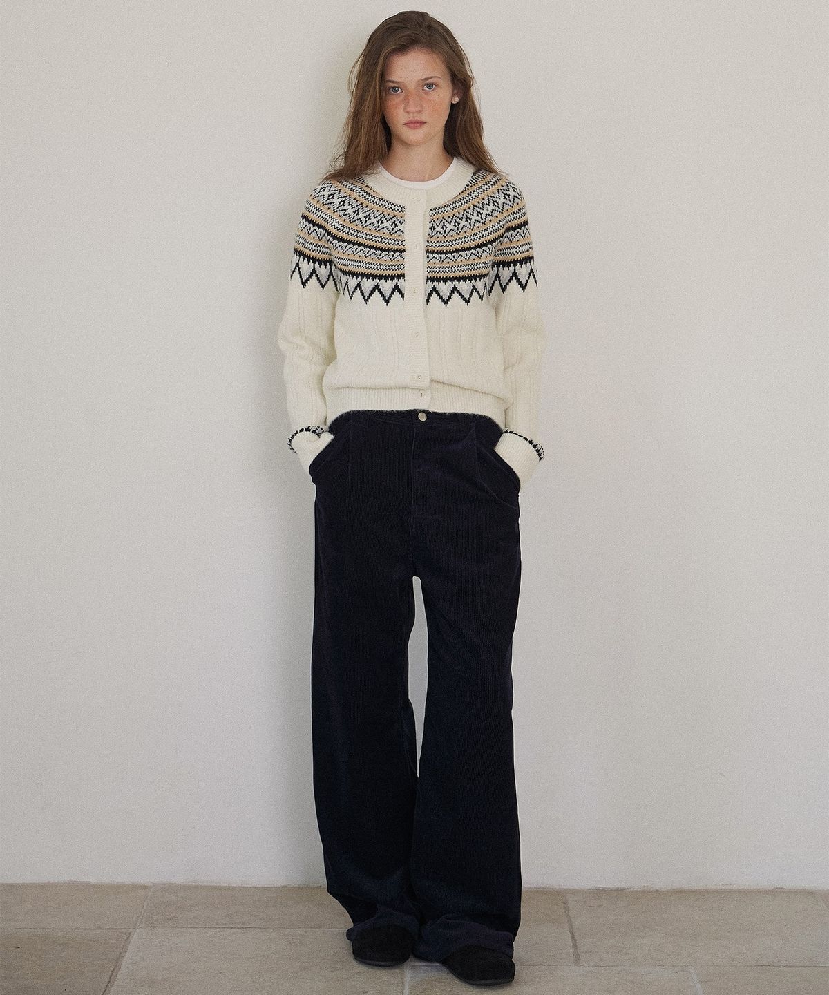 하우스 오브 폰드(HOUSE OF POND) Nordic alpaca vintage cardigan (Ivory)