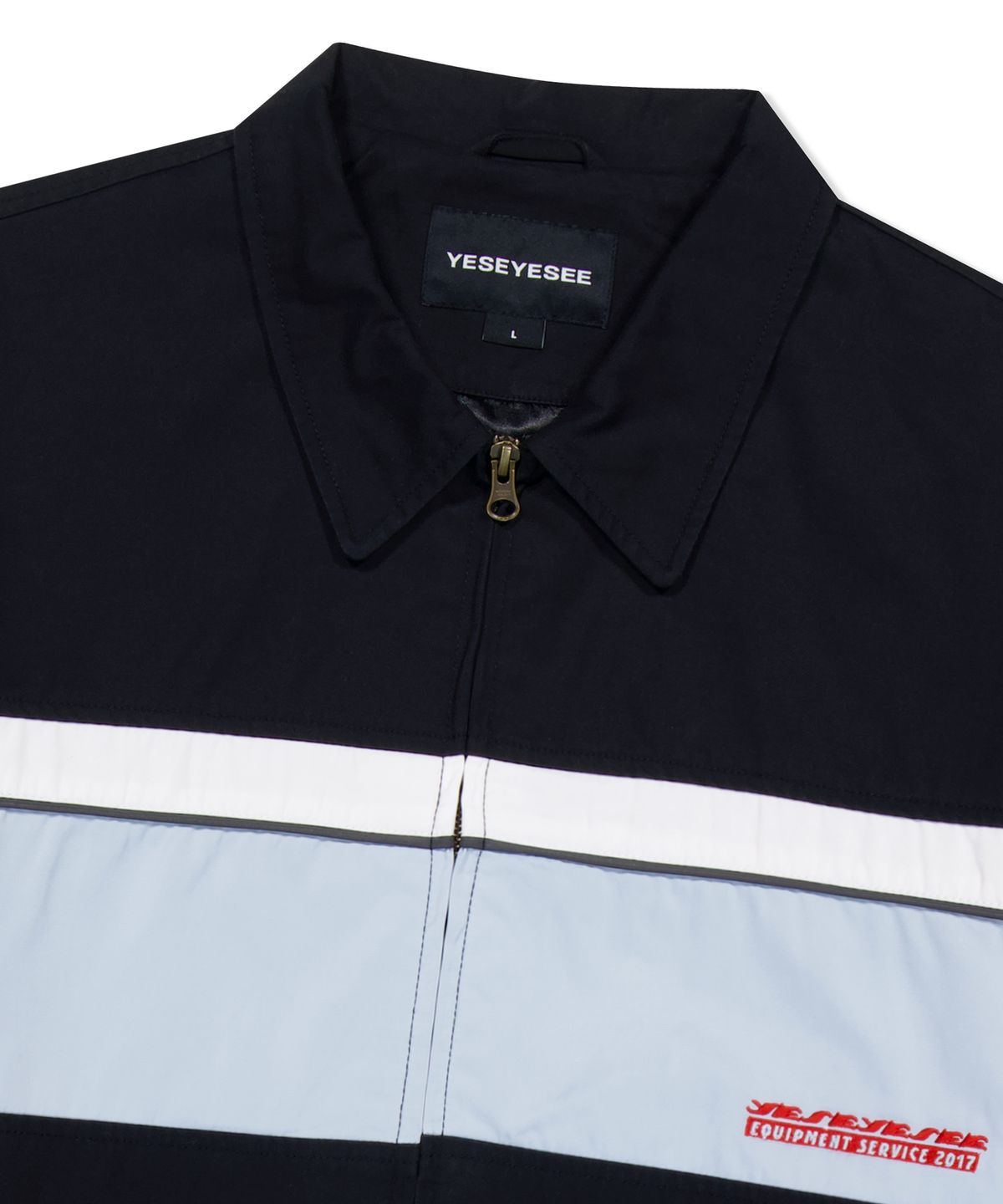 예스아이씨(YESEYESEE) Wavy Logo Work Jacket Black