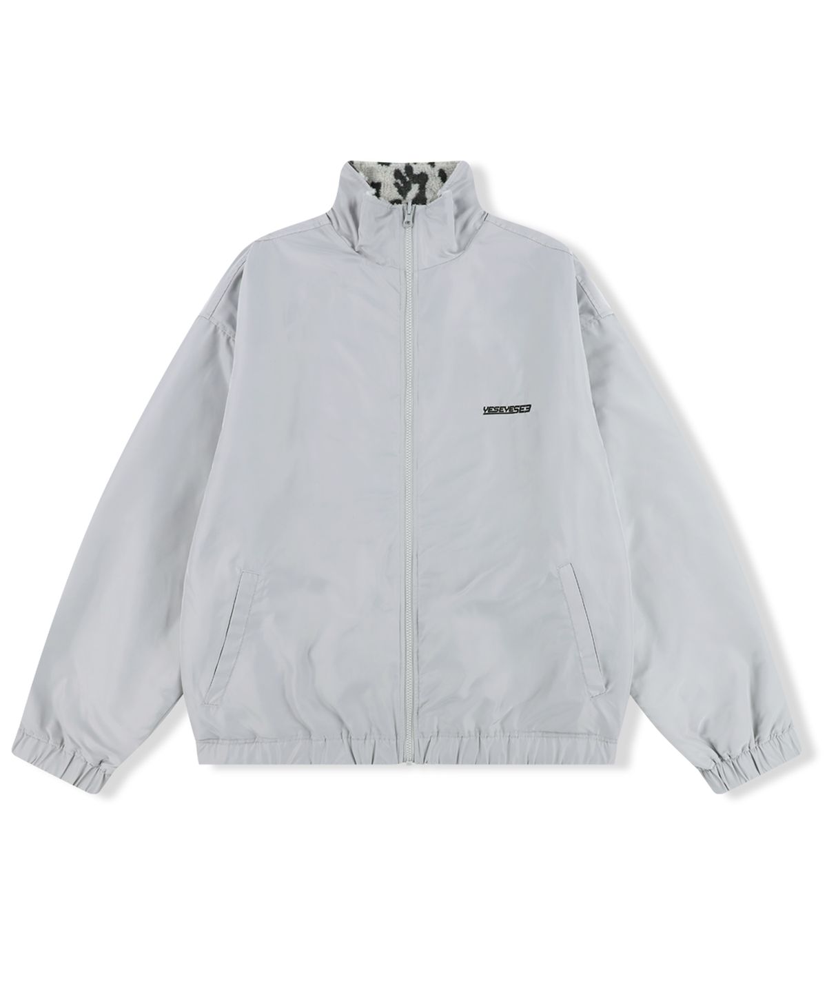 예스아이씨(YESEYESEE) Reversible Leopard Fleece Jacket Silver