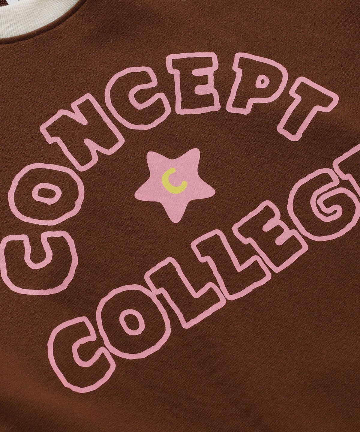 컨셉트컬리지(CONCEPTCOLLEGE) 핸드 로고 래글런 스웨트셔츠_브라운/아이보리 [여성용]