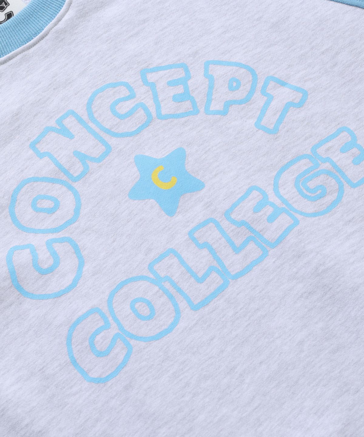 컨셉트컬리지(CONCEPTCOLLEGE) 핸드 로고 래글런 스웨트셔츠_애쉬그레이/스카이블루 [여성용]