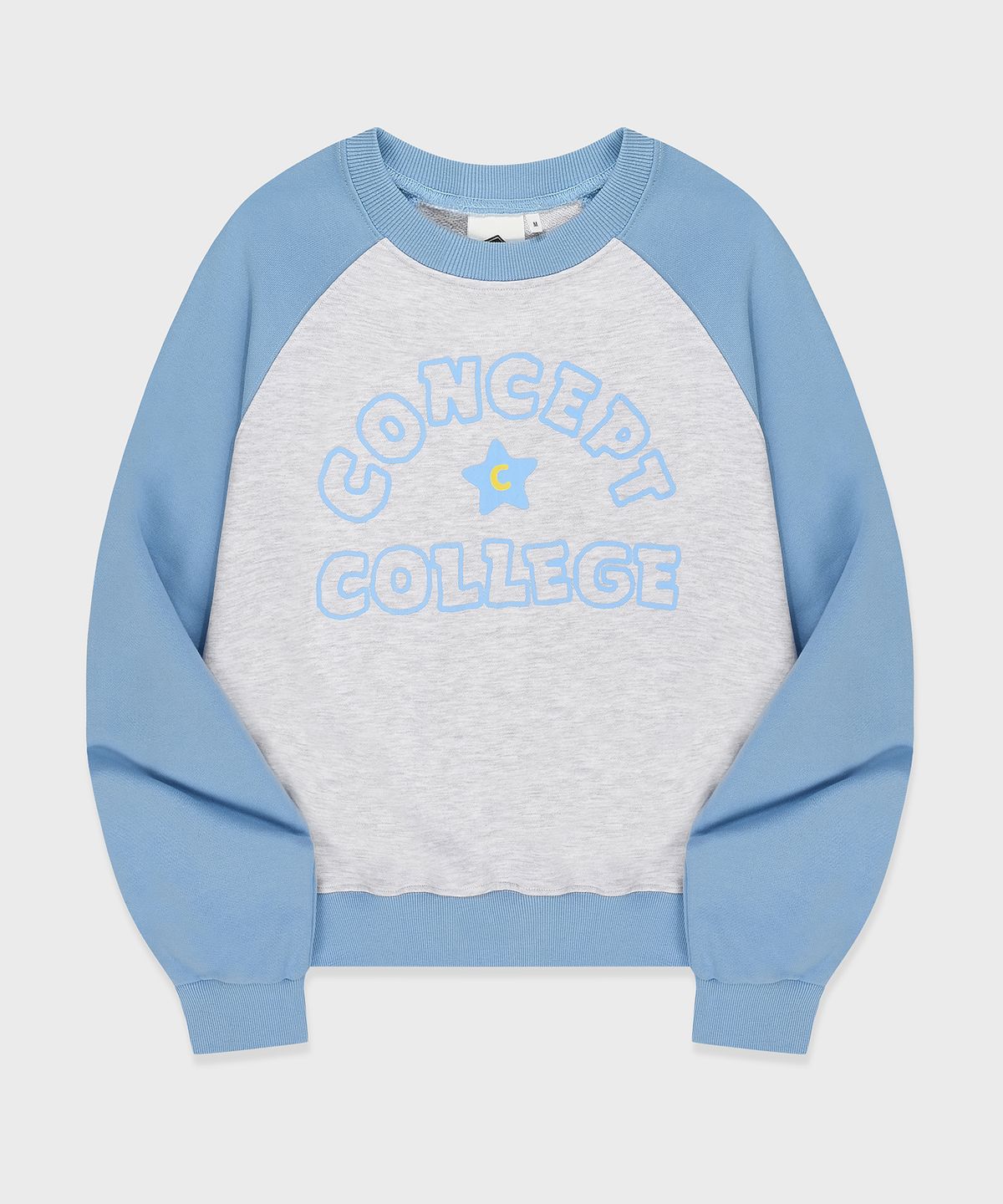 컨셉트컬리지(CONCEPTCOLLEGE) 핸드 로고 래글런 스웨트셔츠_애쉬그레이/스카이블루 [여성용]