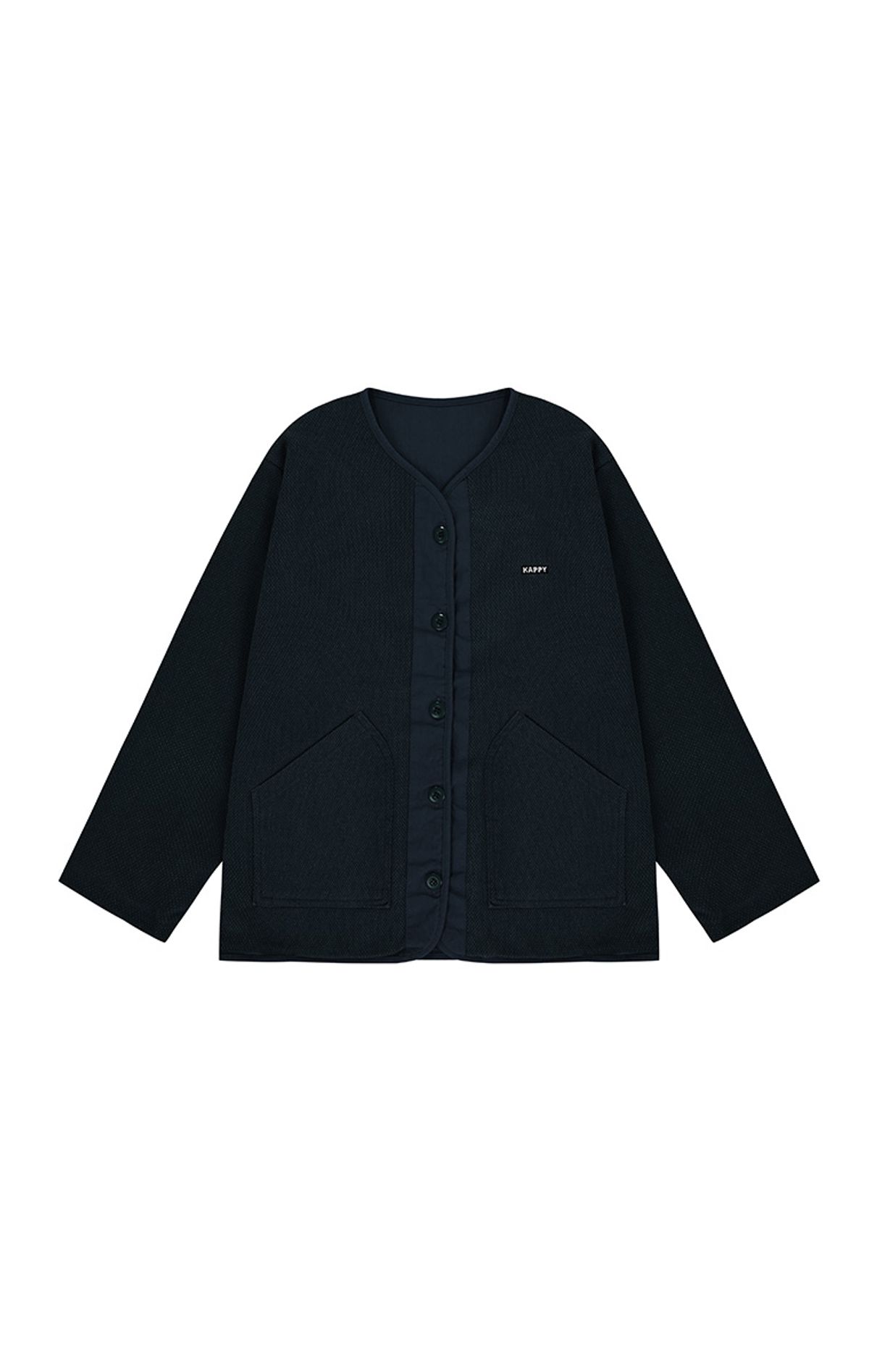 캐피디자인(KAPPY DESIGN) 리버시블 유틸리티 라운드 자켓 (네이비)