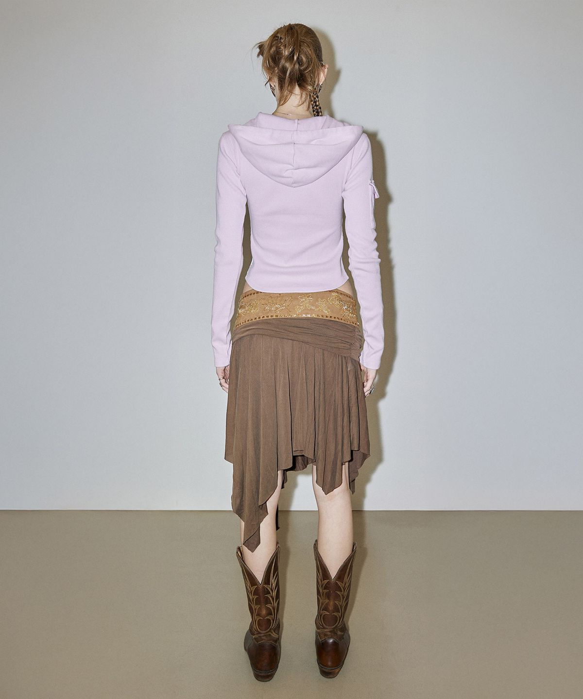 스컬프터(SCULPTOR) Beaded Jersey Skirt Brown