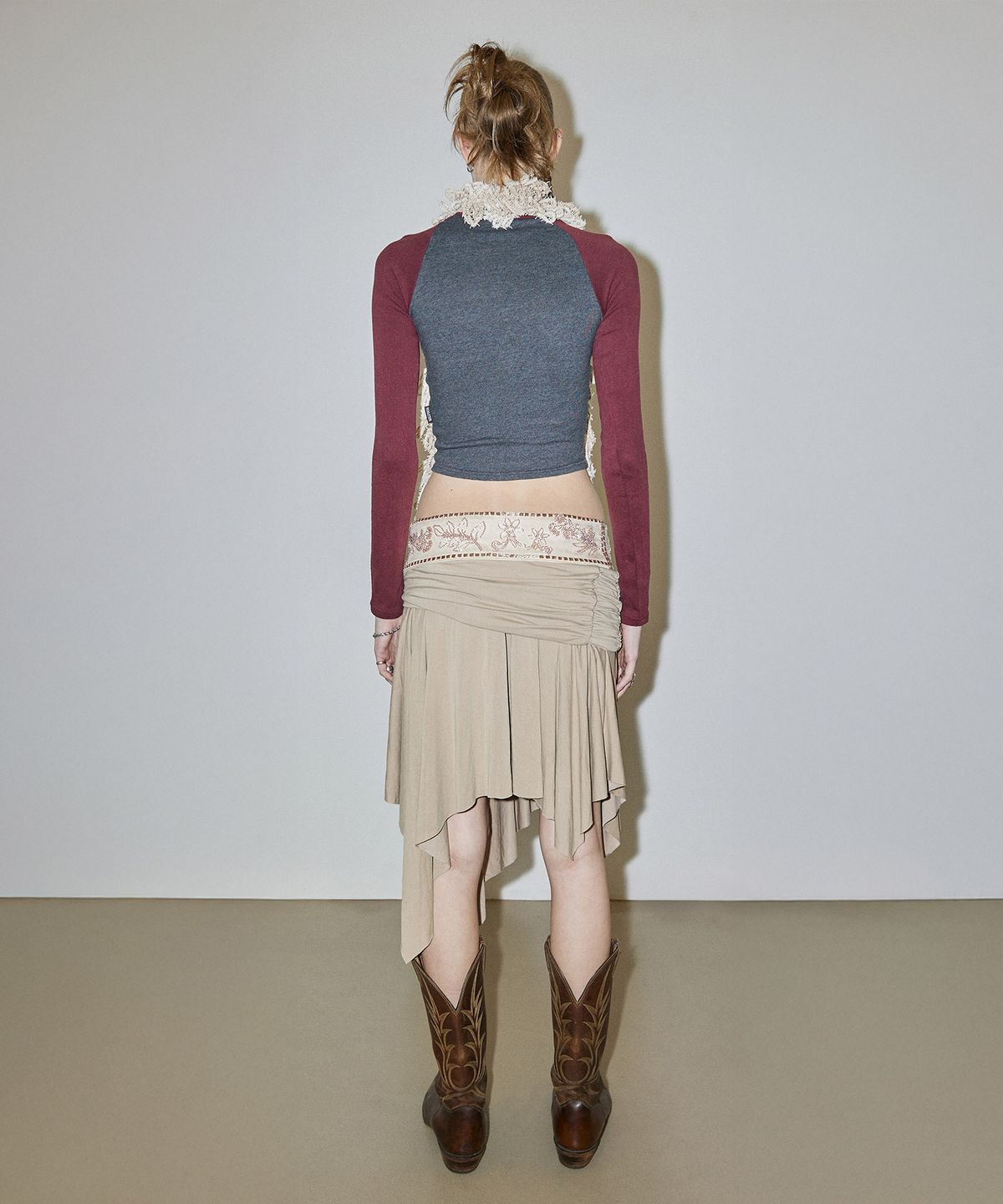 스컬프터(SCULPTOR) Beaded Jersey Skirt Beige