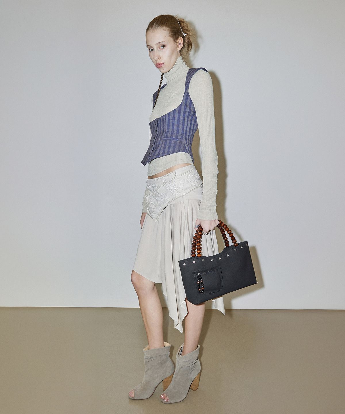 스컬프터(SCULPTOR) Beaded Jersey Skirt Raw