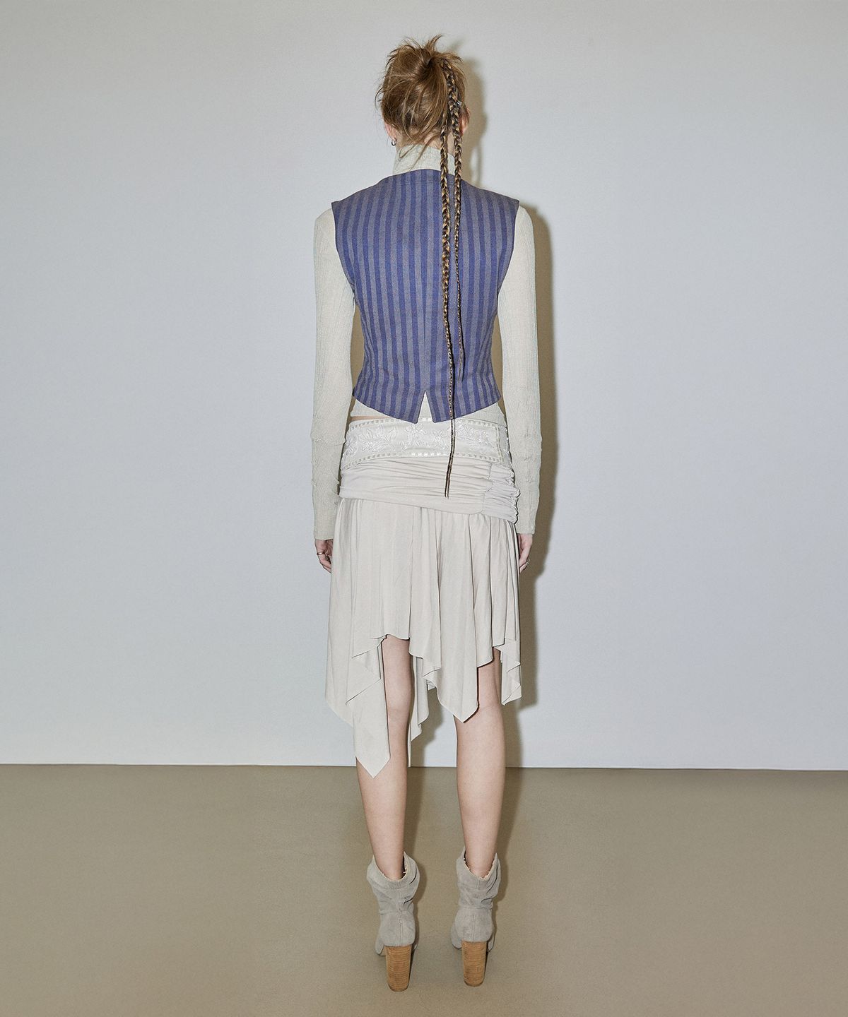 스컬프터(SCULPTOR) Beaded Jersey Skirt Raw