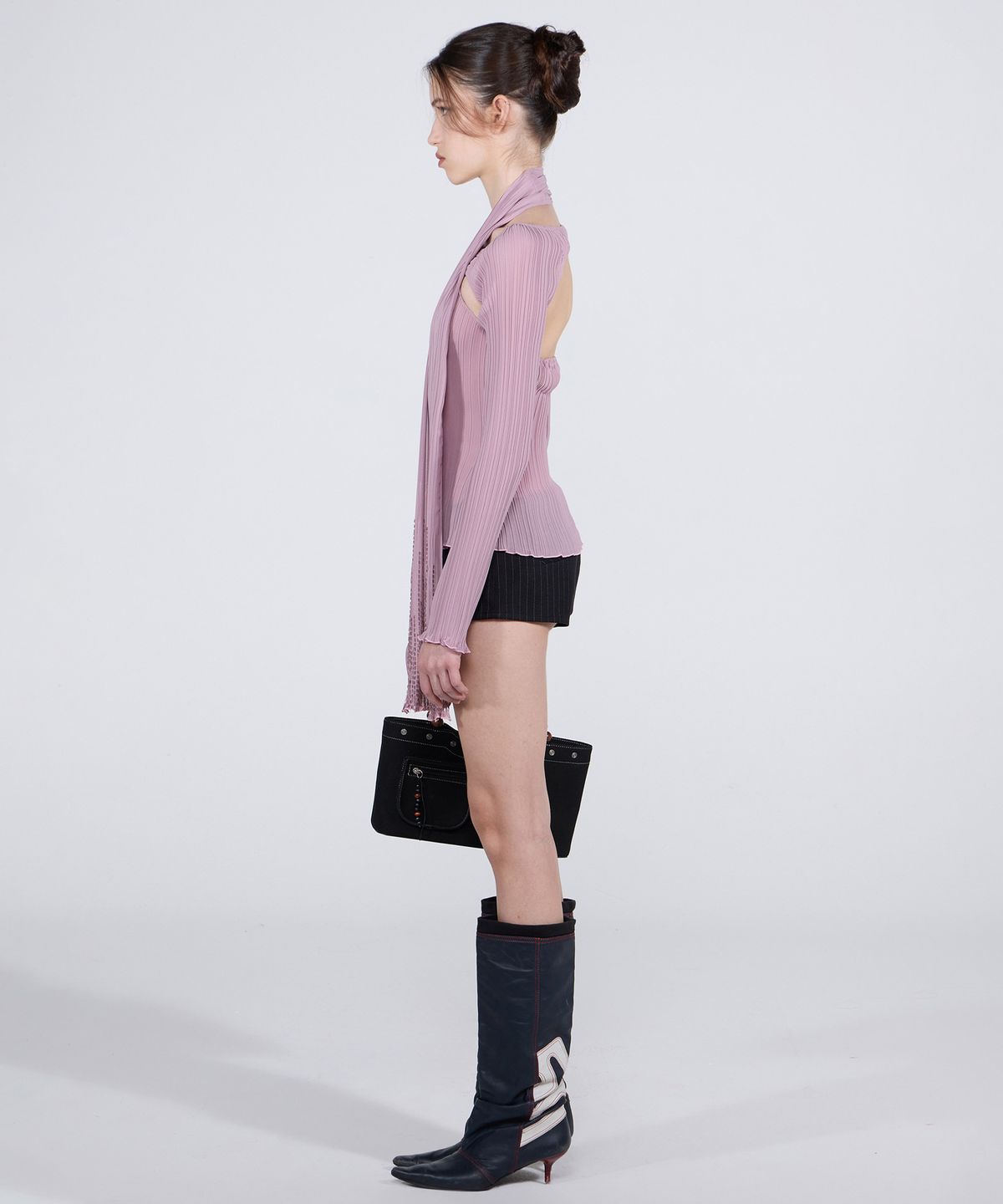 스컬프터(SCULPTOR) Beaded Scarf Set-Up Top Mauve