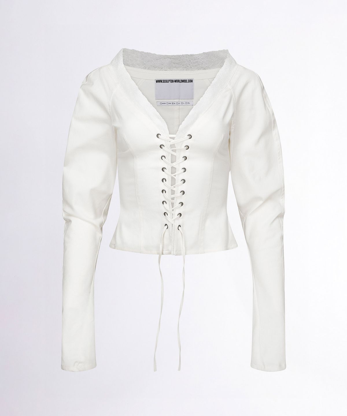 스컬프터(SCULPTOR) Layered Lace Up Blouse Ivory