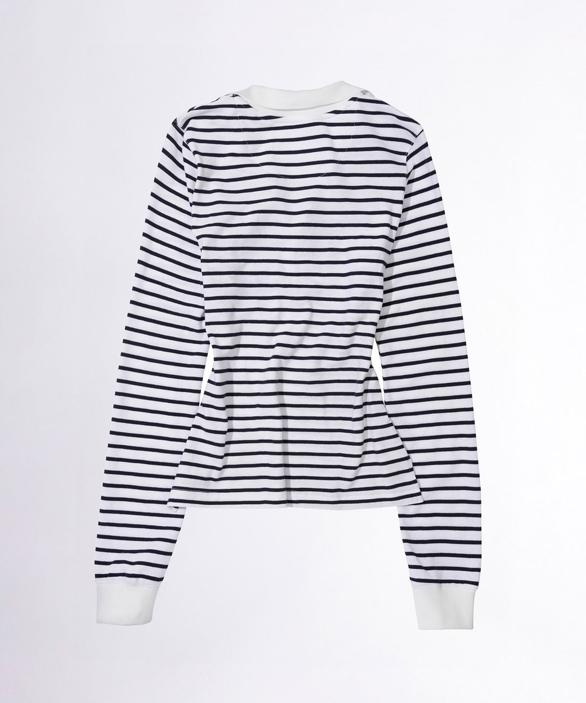 스컬프터(SCULPTOR) Shirring Tennis Shirt White/Navy Stripe
