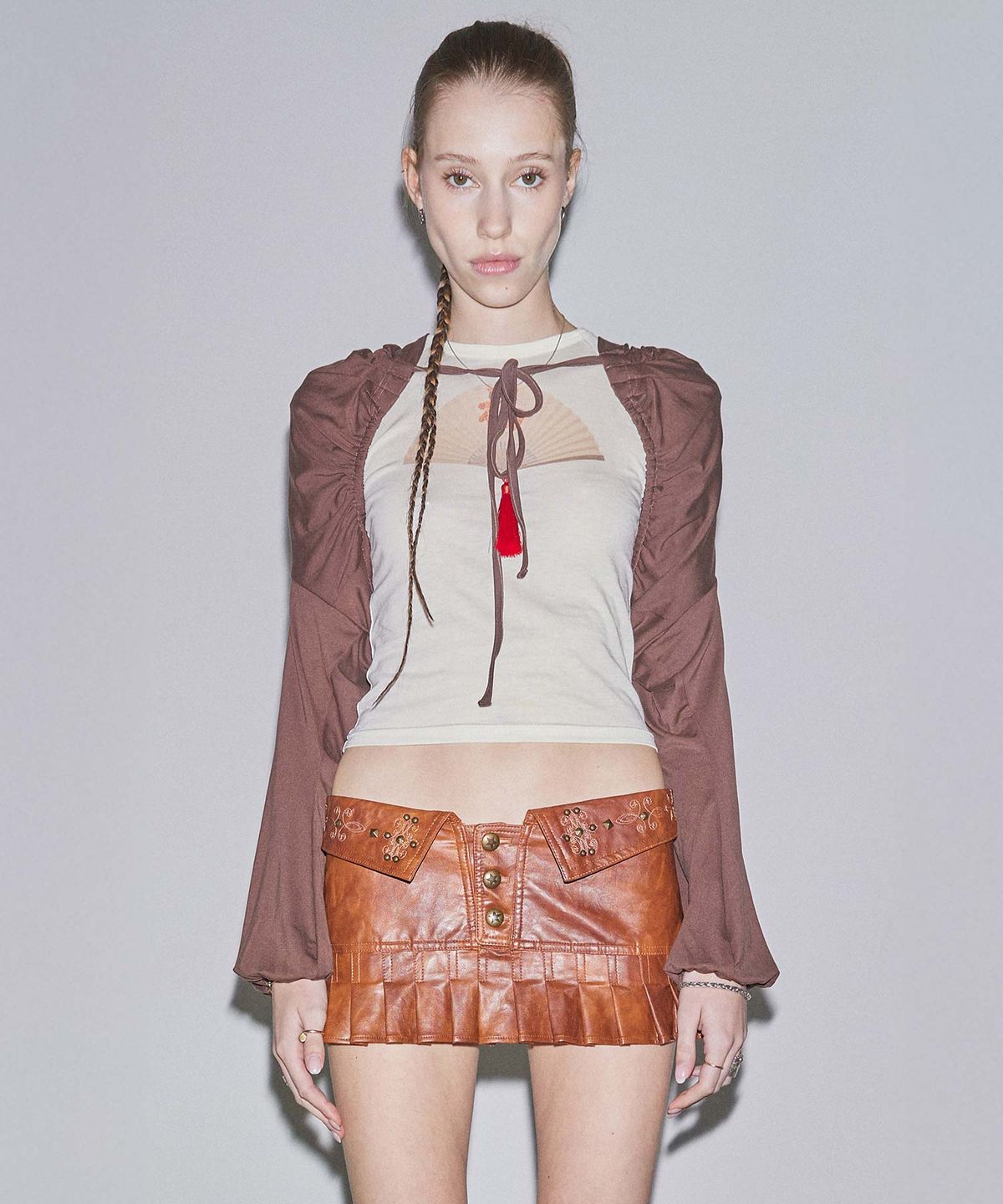 스컬프터(SCULPTOR) Jersey Priest Hoodie Bolero Brown