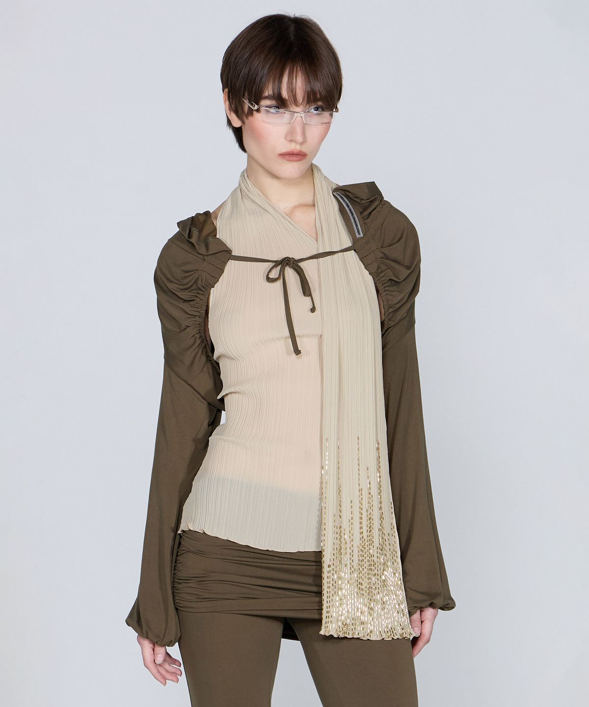 스컬프터(SCULPTOR) Jersey Priest Hoodie Bolero Khaki