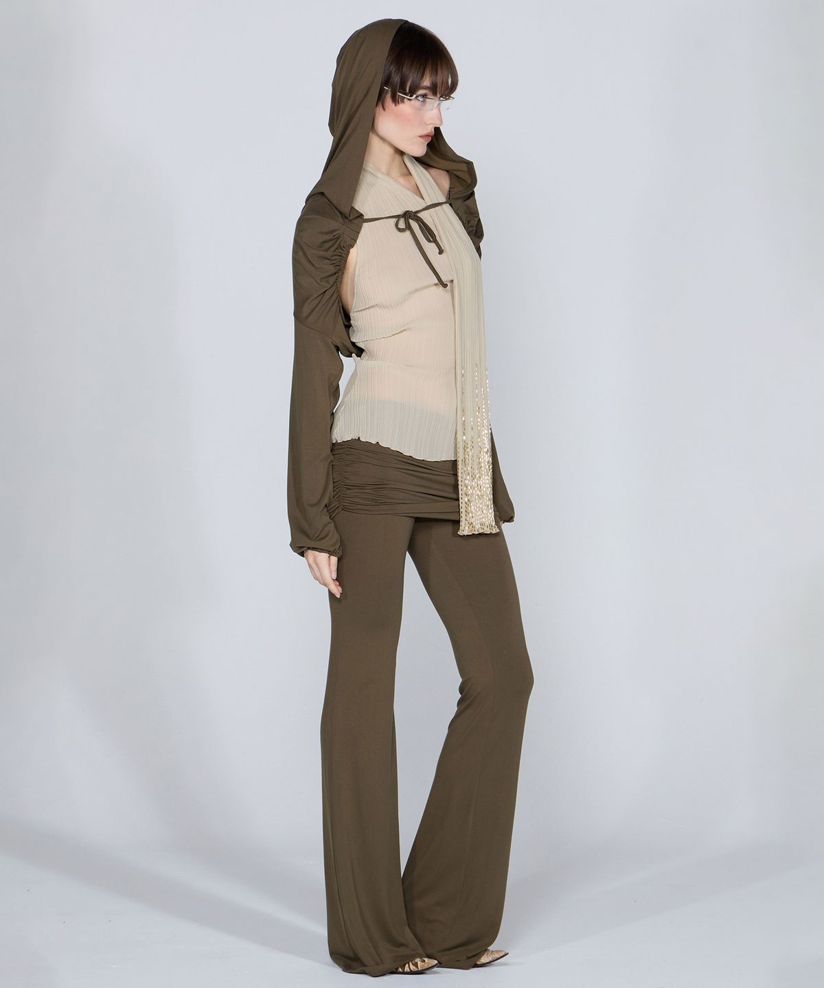 스컬프터(SCULPTOR) Jersey Priest Hoodie Bolero Khaki