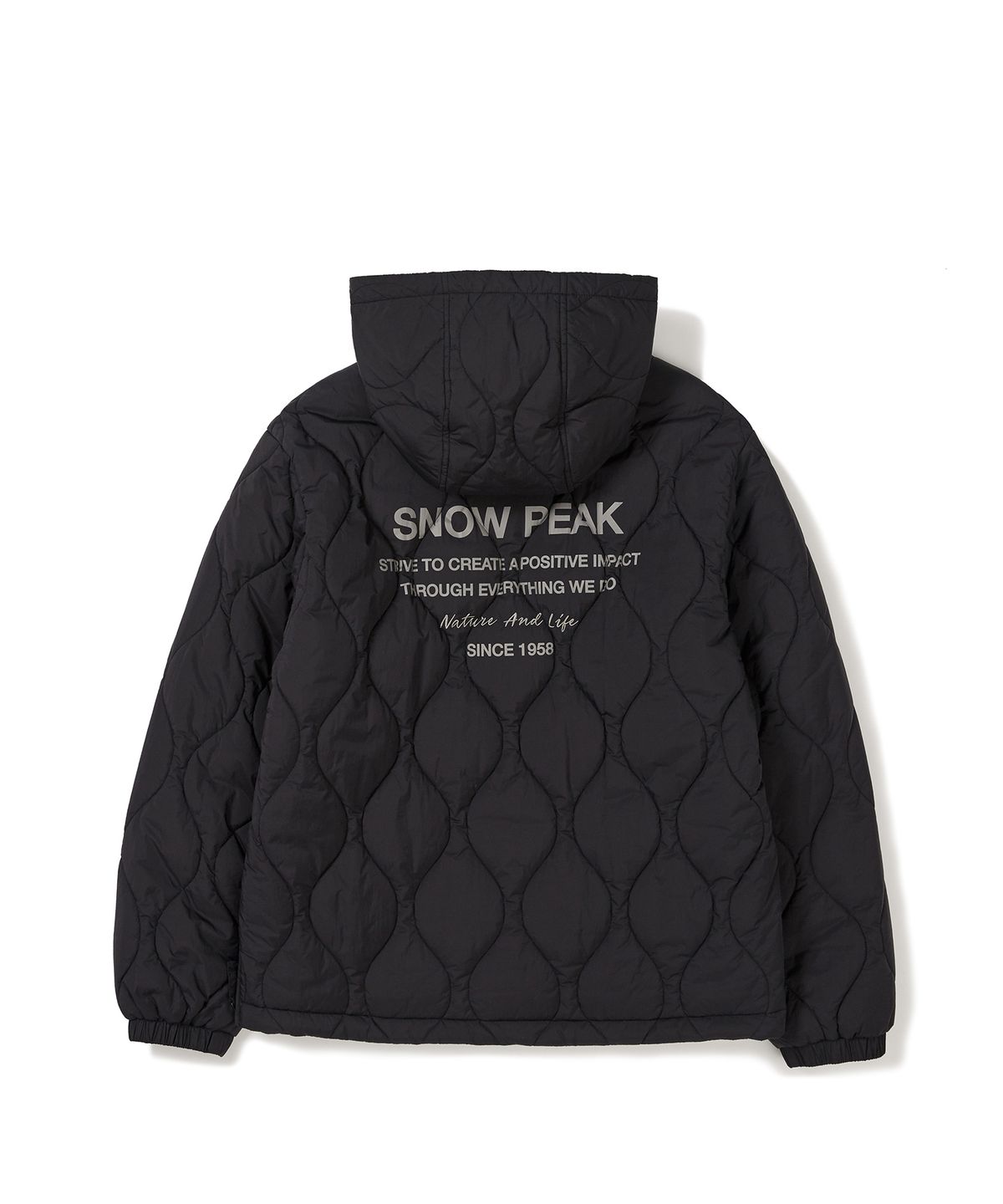 스노우피크 어패럴(SNOWPEAK APPAREL) 리사이클 퀼팅 후드 아노락 Black (S24WUFPJ04)