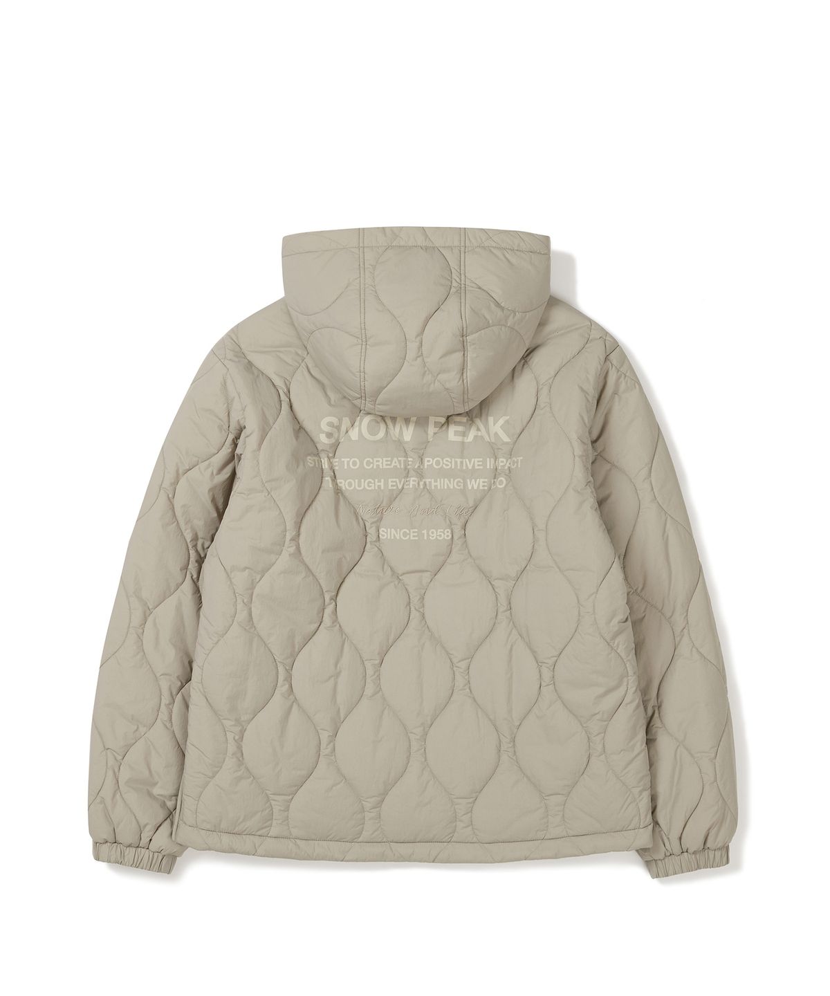 스노우피크 어패럴(SNOWPEAK APPAREL) 리사이클 퀼팅 후드 아노락 Beige Gray (S24WUFPJ04)