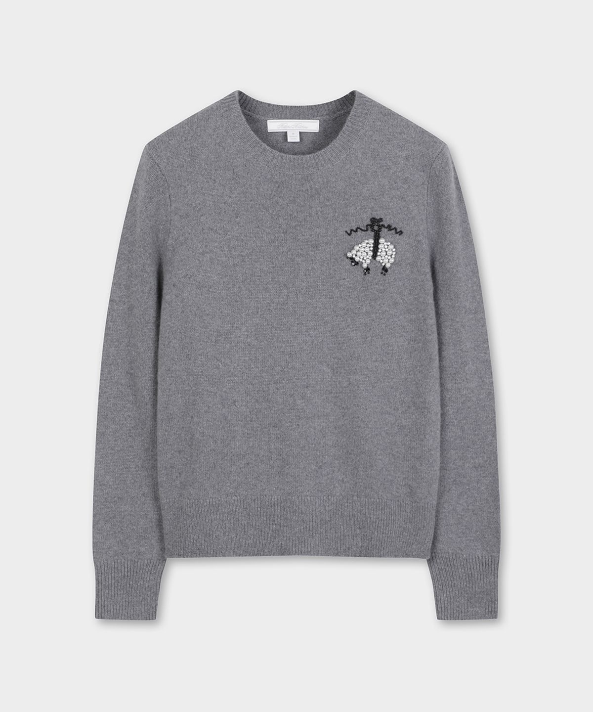 브룩스 브라더스(BROOKS BROTHERS) 메리노울 캐시미어 비즈 로고 스웨터 (차콜) (BBWRWM3684VEW)