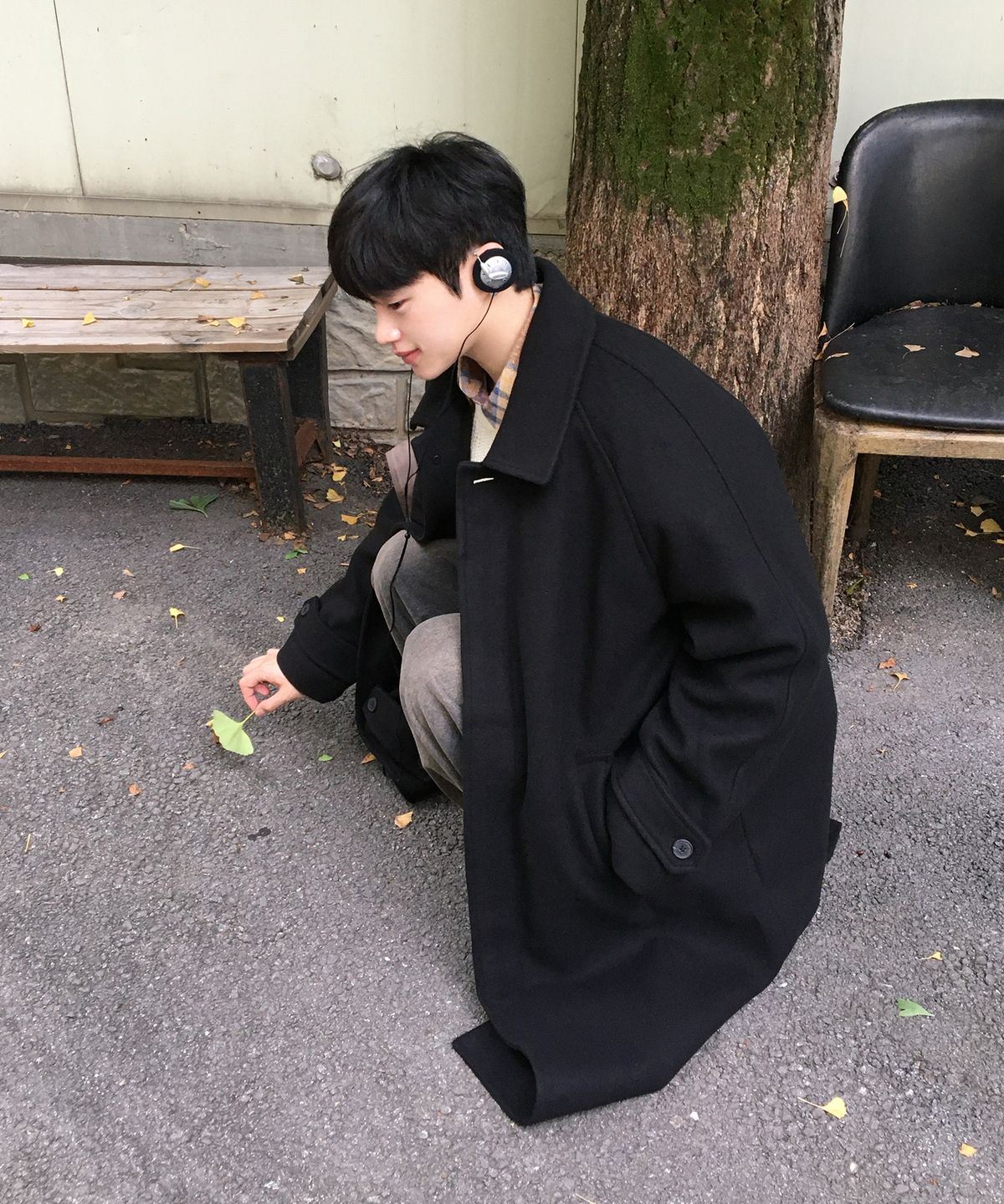 리메인세컨드(LEMAIN SECOND) 울 블렌드 오버핏 발마칸 코트 [블랙]