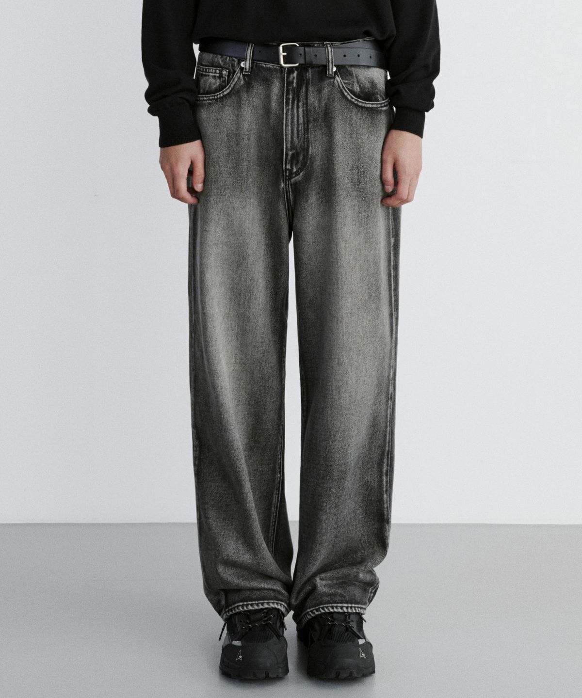 브랜디드(BRANDED) EXTRA WIDE DENIM PANTS [SAND BLACK]