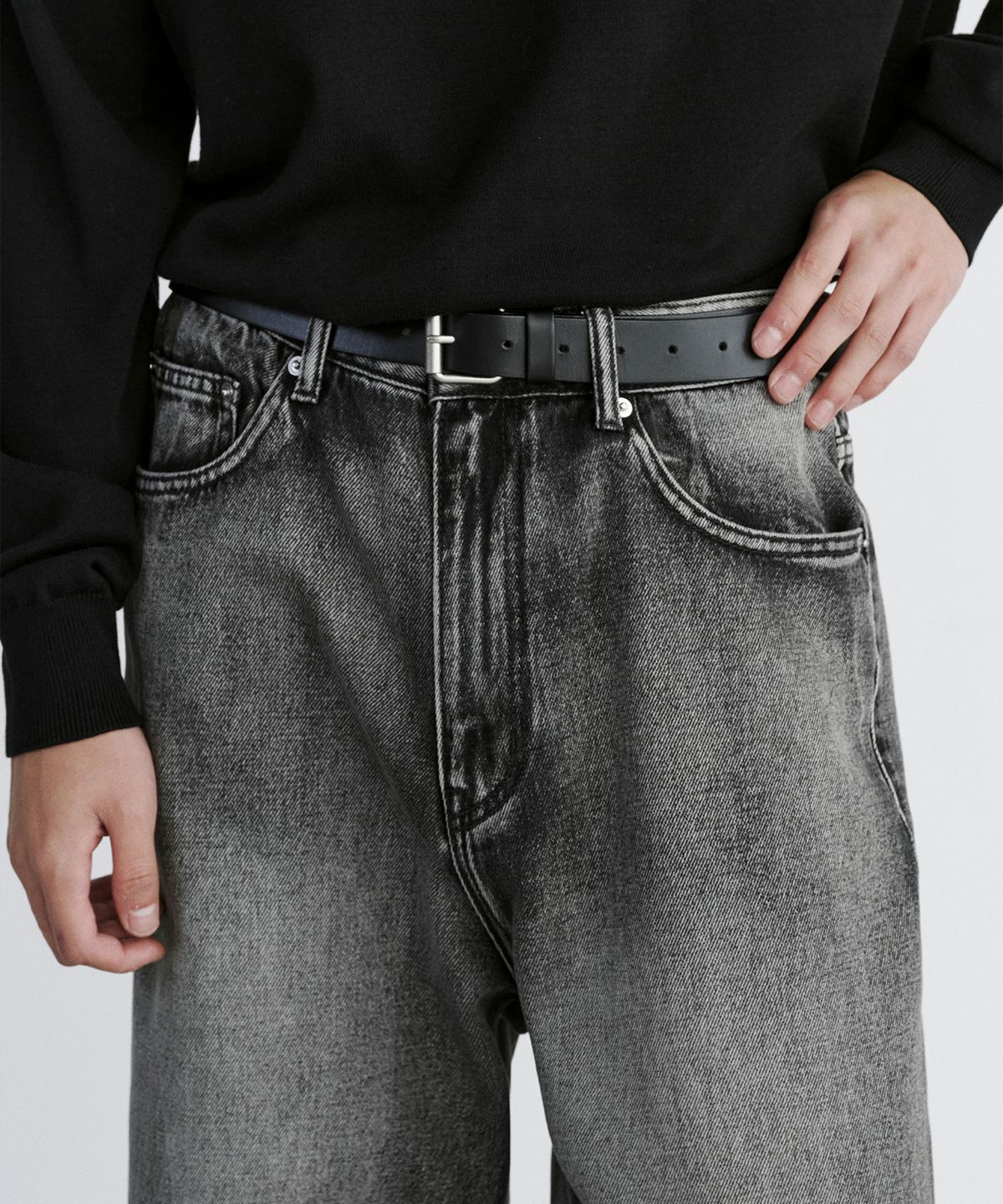 브랜디드(BRANDED) EXTRA WIDE DENIM PANTS [SAND BLACK]