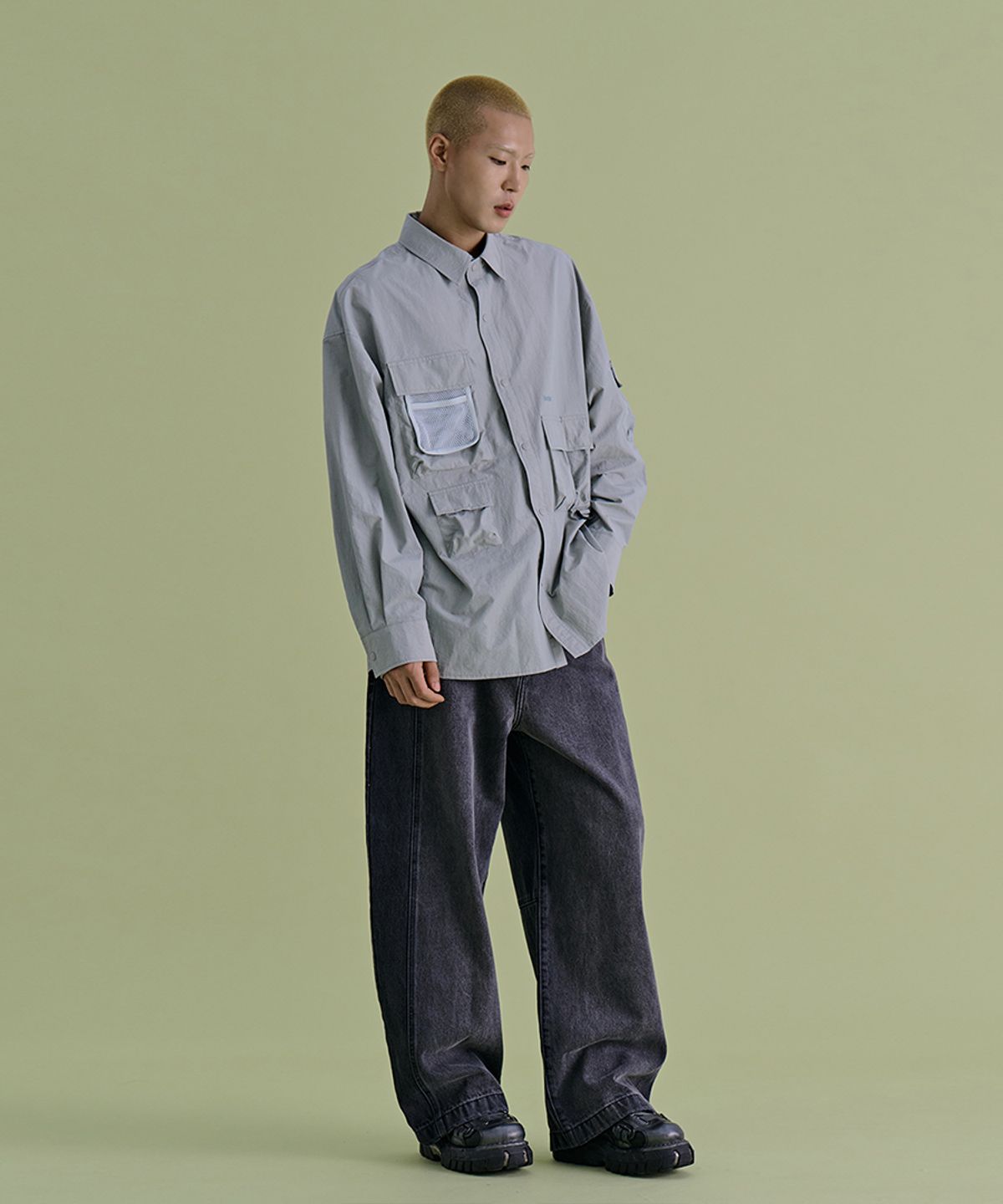 논타입(NONTYPE) MESH CARGO SHIRTS (GRAY)