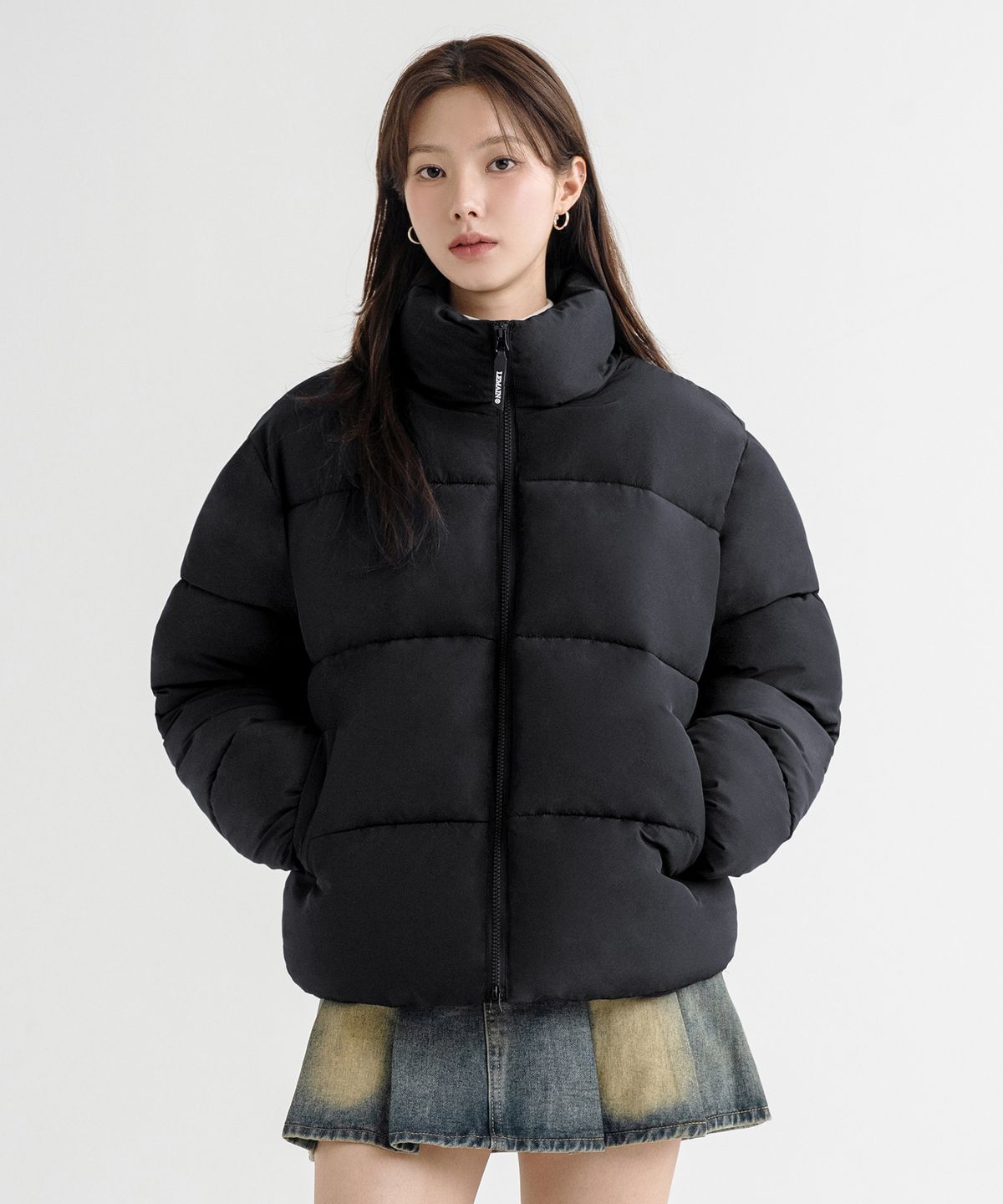 리메인세컨드(LEMAIN SECOND) 2WAY 오버핏 볼륨 웰론 푸퍼 숏패딩 [블랙]
