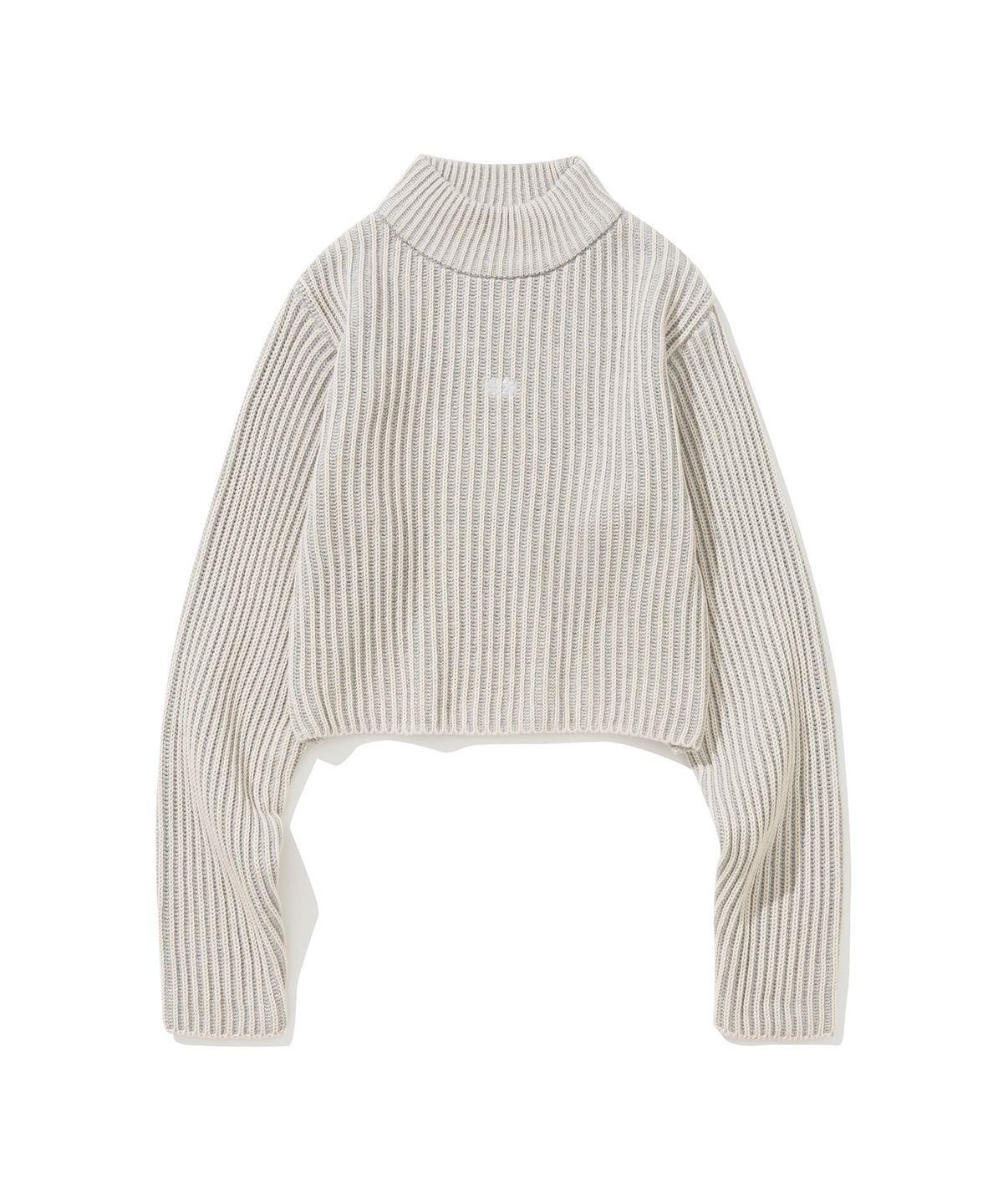 니티드(KNITTED) (W) 투톤 골지 자수 로고 니트 SWISS