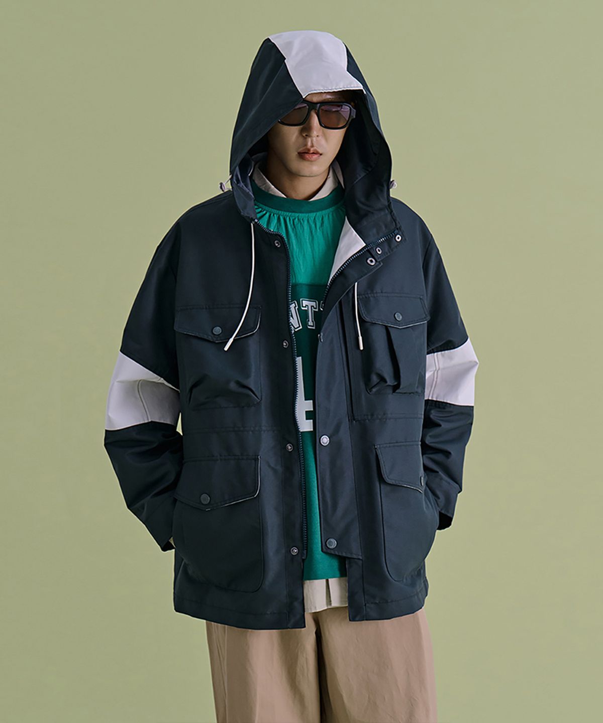 논타입(NONTYPE) SLEEVE BLOCKED JUMPER (GREEN)