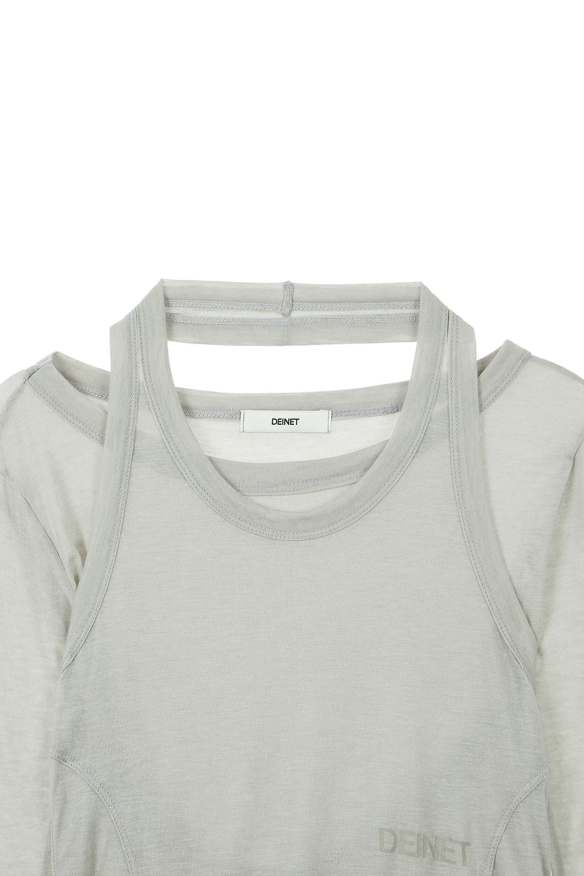 다이닛(DEINET) IN N OUT LAYER HALTER TOP IN LIGHT GRAY