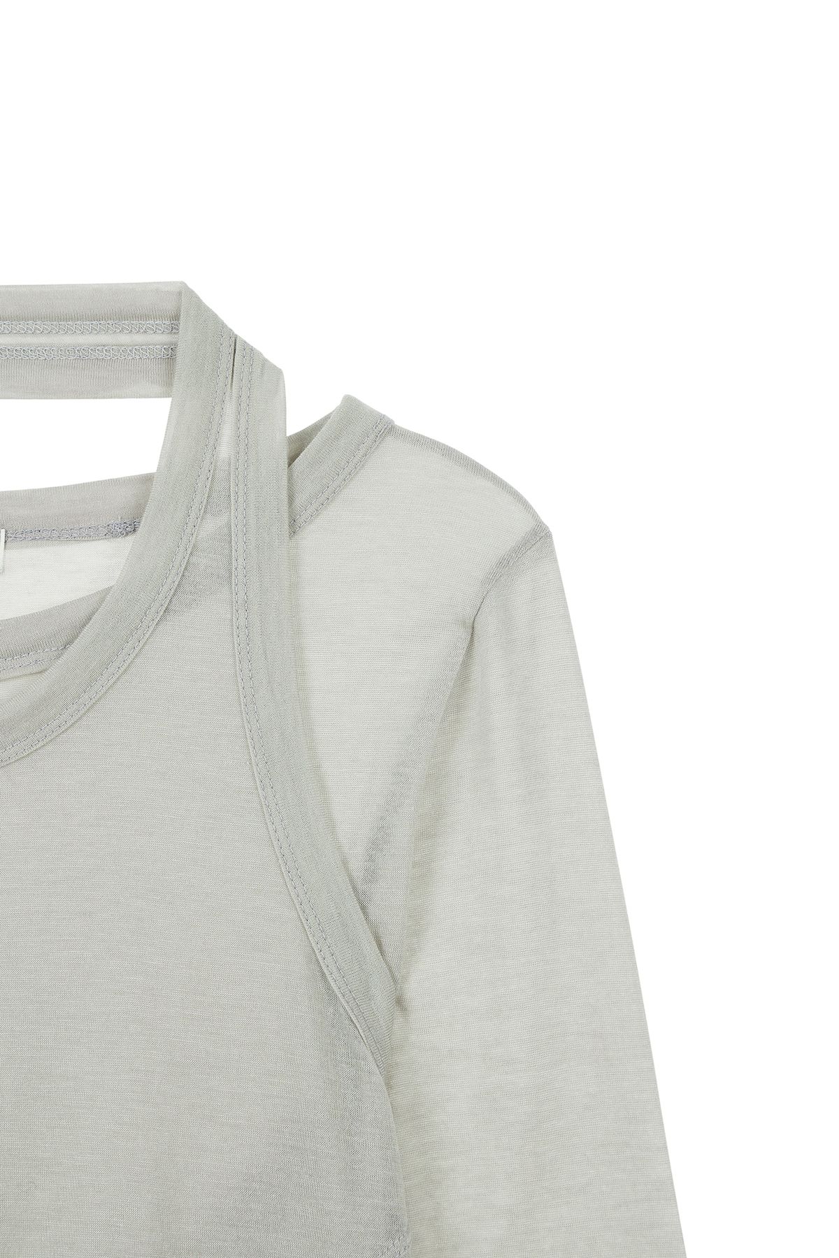 다이닛(DEINET) IN N OUT LAYER HALTER TOP IN LIGHT GRAY