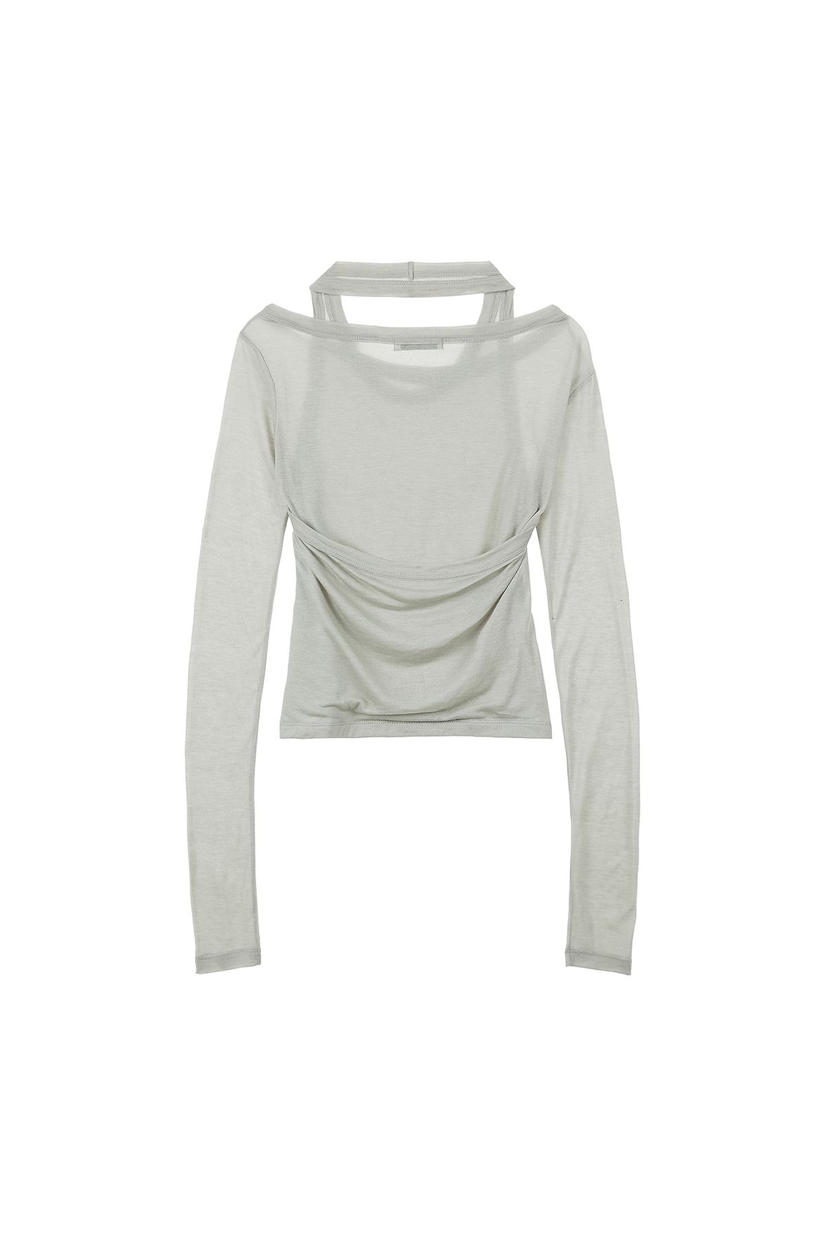 다이닛(DEINET) IN N OUT LAYER HALTER TOP IN LIGHT GRAY