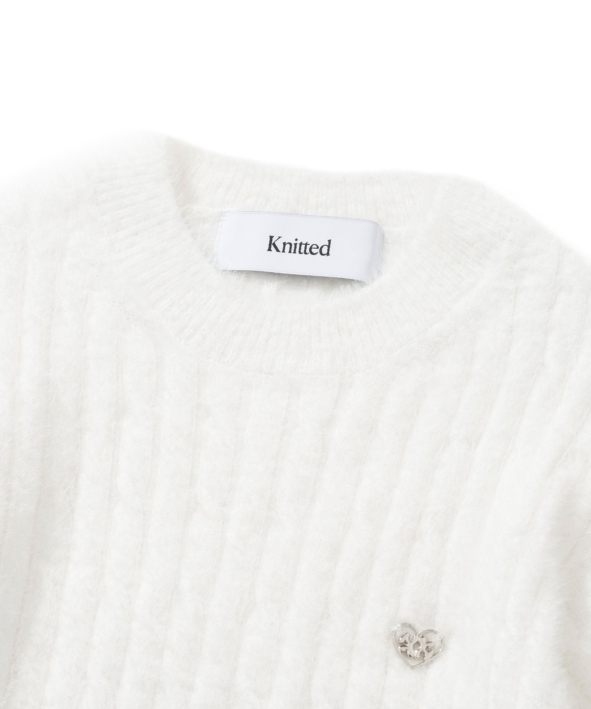 니티드(KNITTED) (W)  헤어리 퍼 케이블 크롭 니트 IVORY