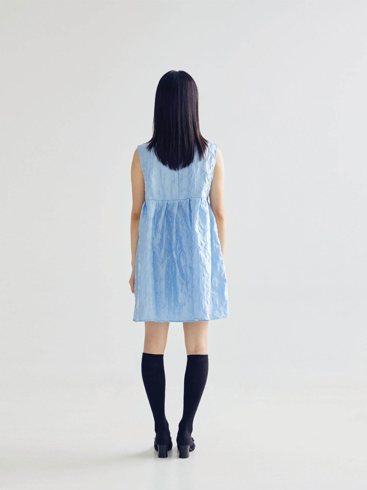 봄날 부티크(BOMNAL BOUTIQUE) 자카드 미니 드레스 _ 블루