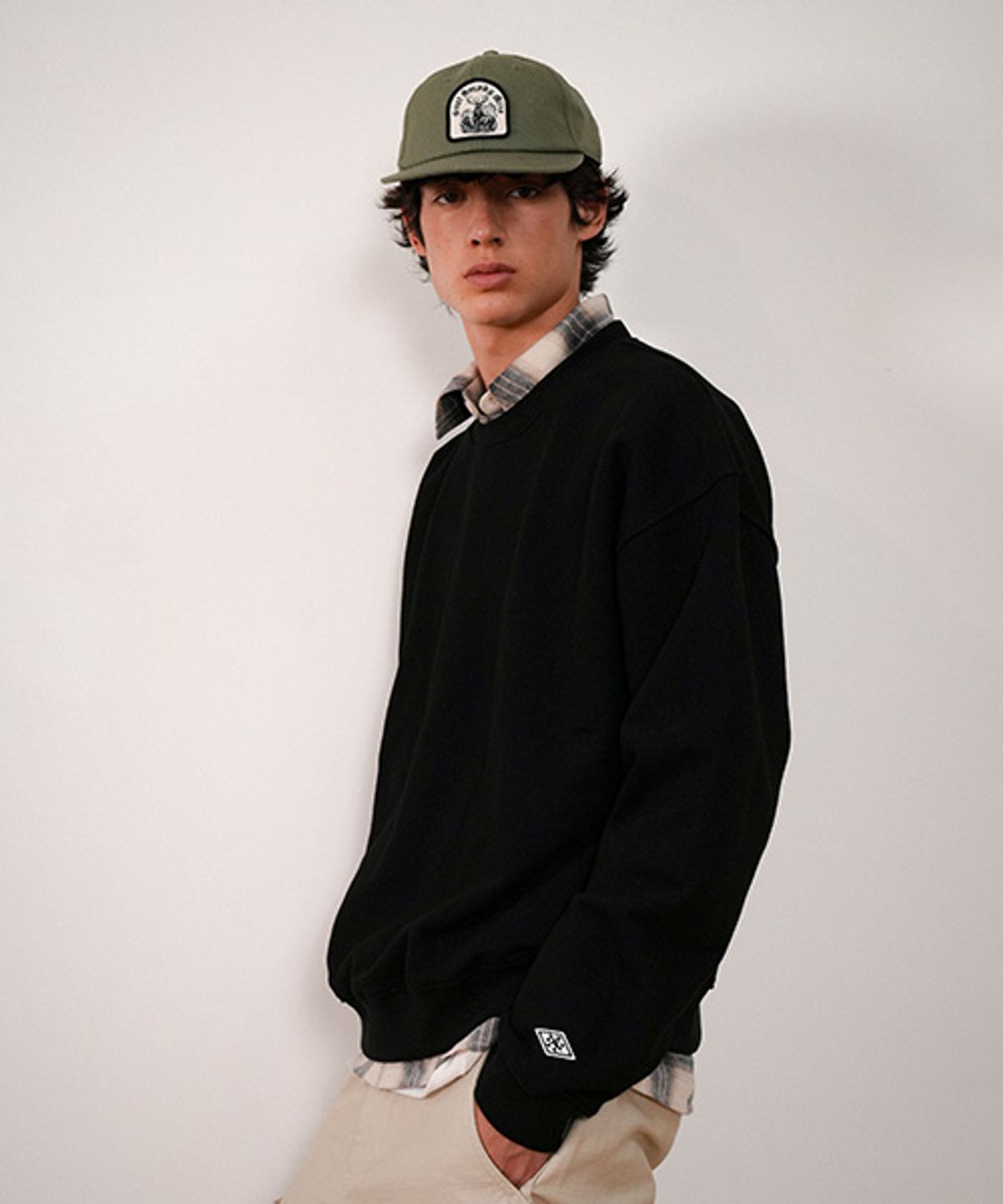 아메리칸니들(AMERICAN NEEDLE) AN BASIC PATCH SWEATSHIRT - BLACK