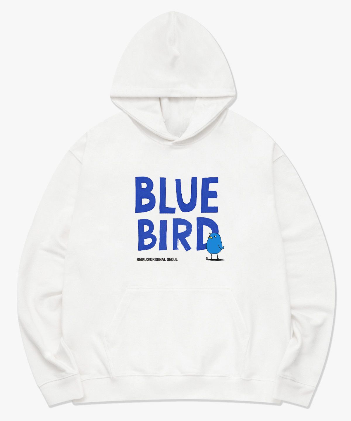 레이쿠(REIKU) RK blue bird white hoodie 블루버드 화이트 후드티