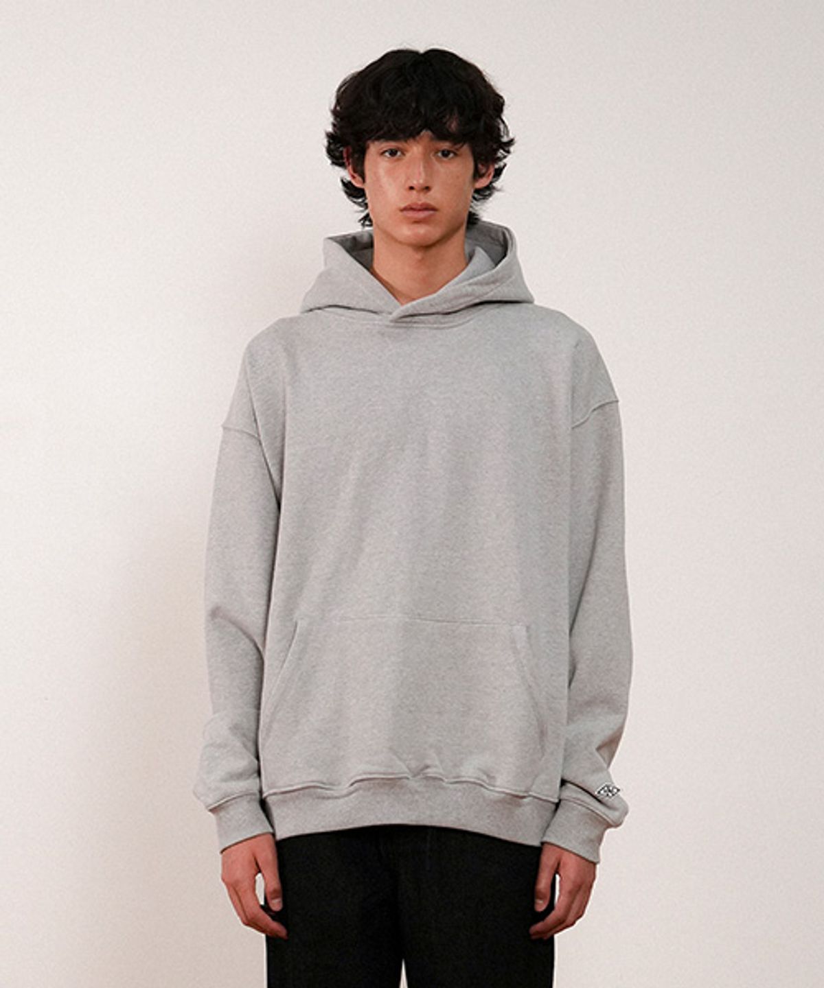 아메리칸니들(AMERICAN NEEDLE) AN BASIC PATCH HOODIE - MELANGE GREY