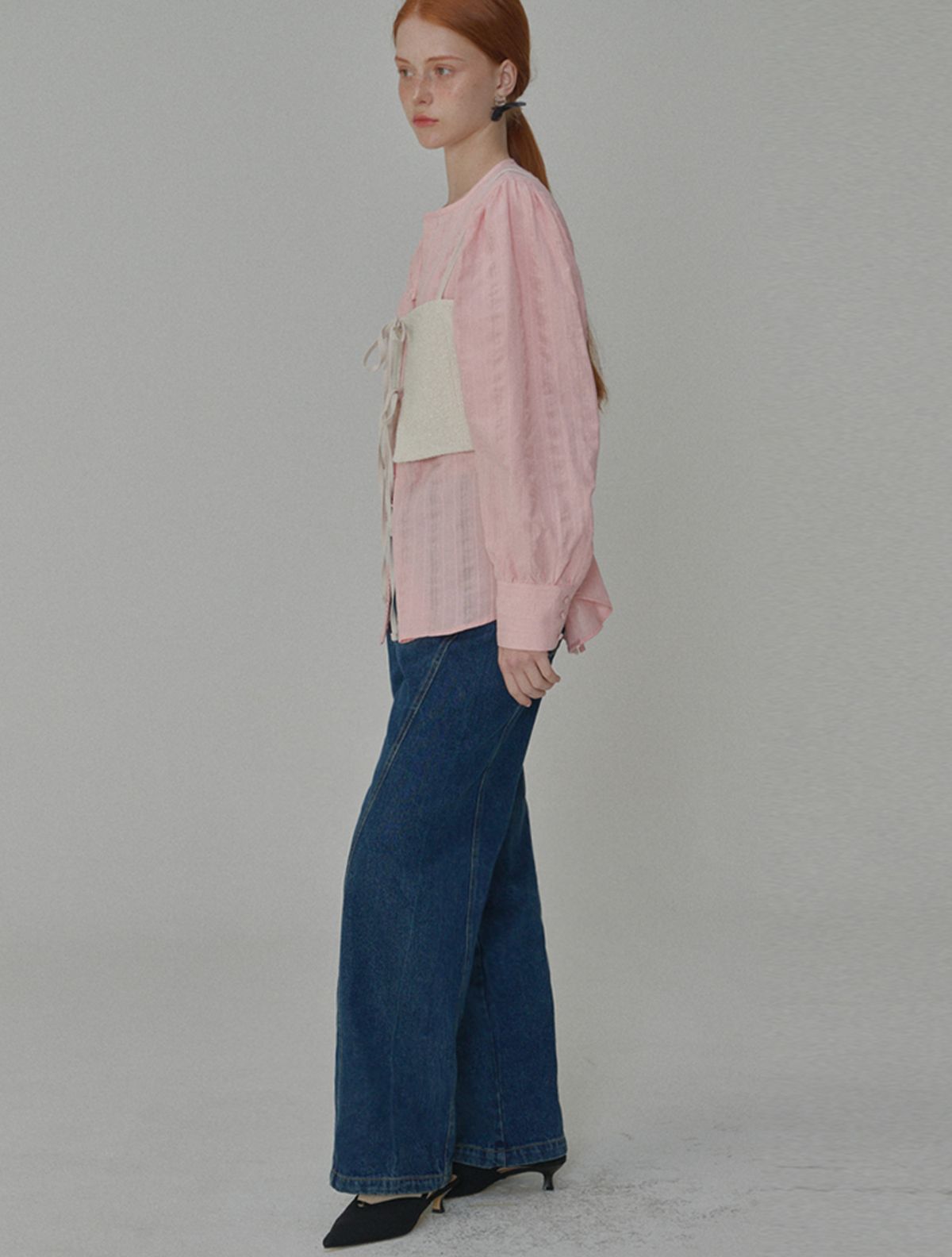 오프닝선샤인(OPENING SUNSHINE) 로우라이즈 와이드 데님 딥블루