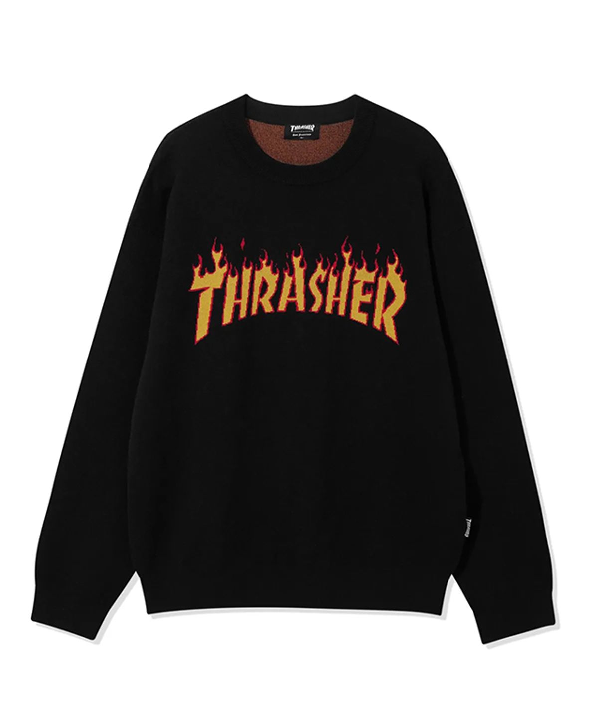 트레셔(THRASHER) 자카드 플레임 로고 니트 블랙