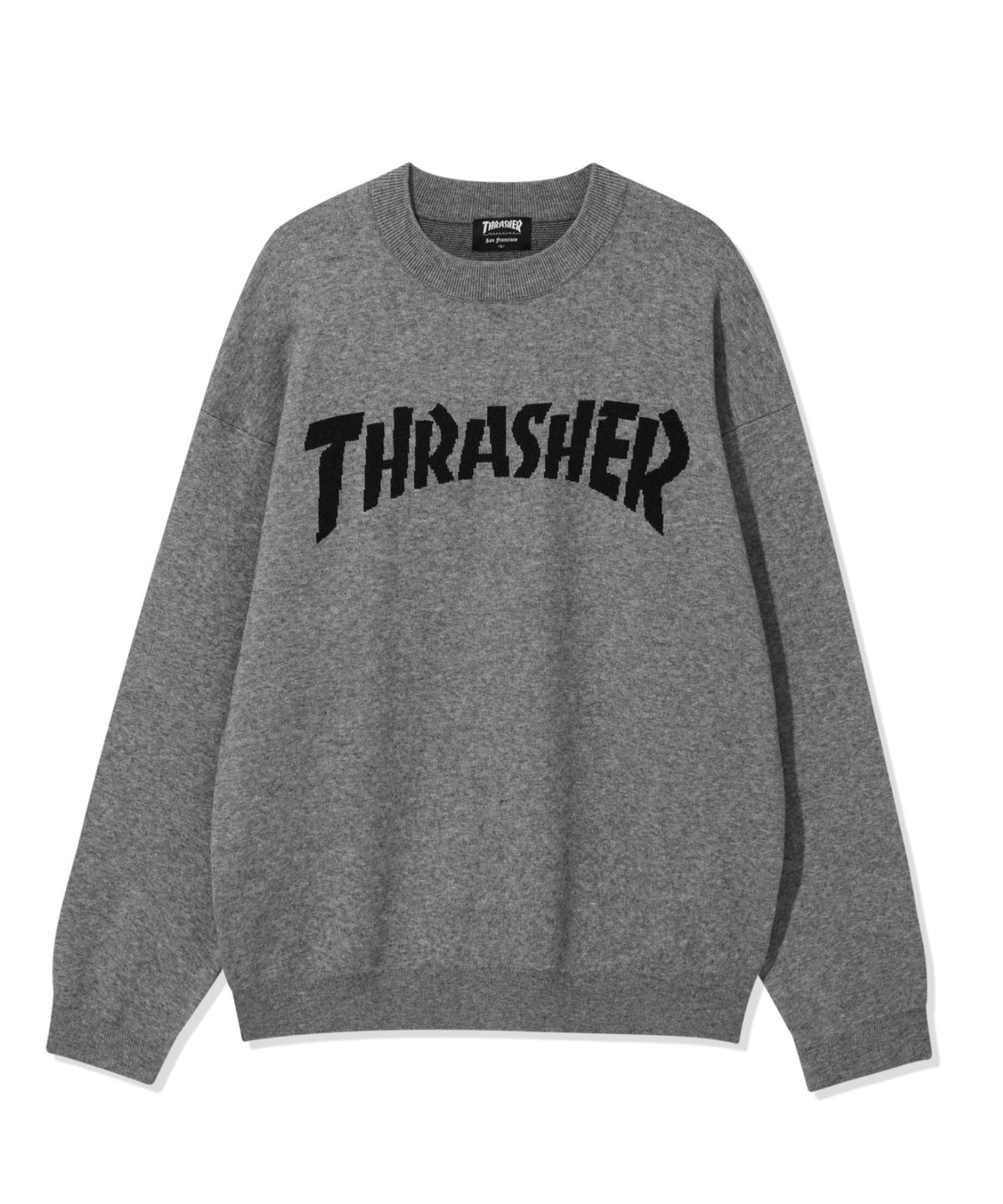 트레셔(THRASHER) 매거진 로고 니트 그레이