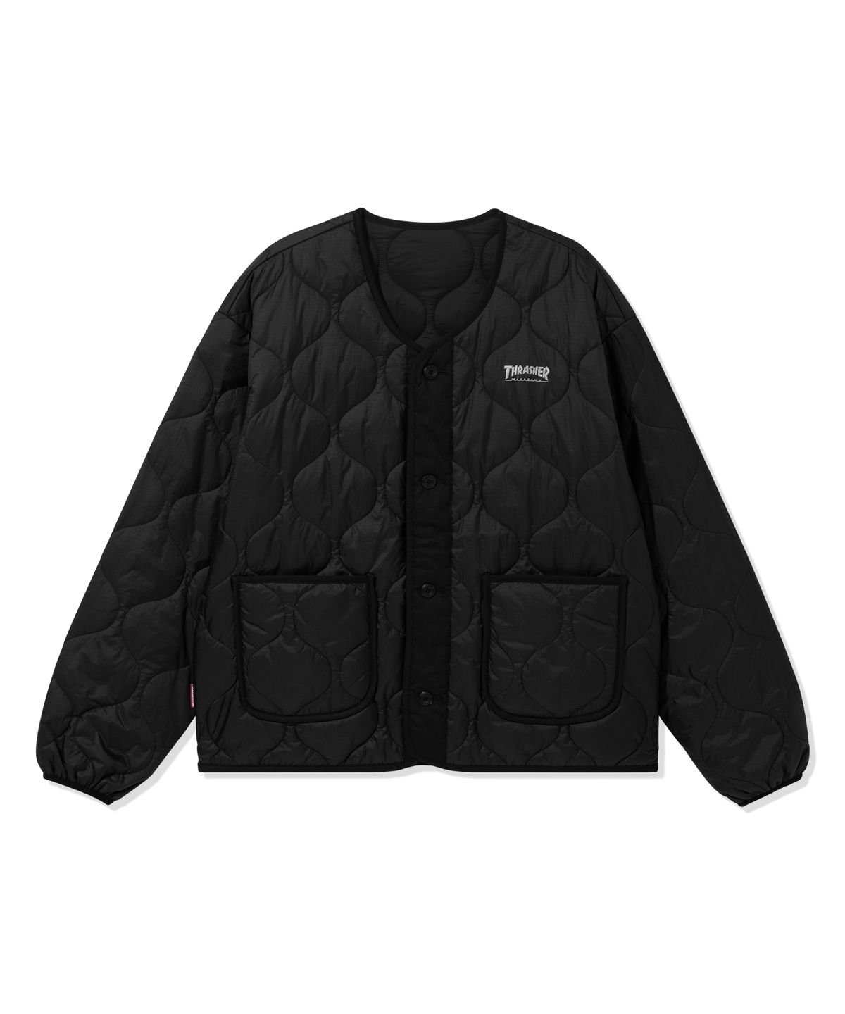 트레셔(THRASHER) 플레임 로고 퀼팅 자켓 블랙