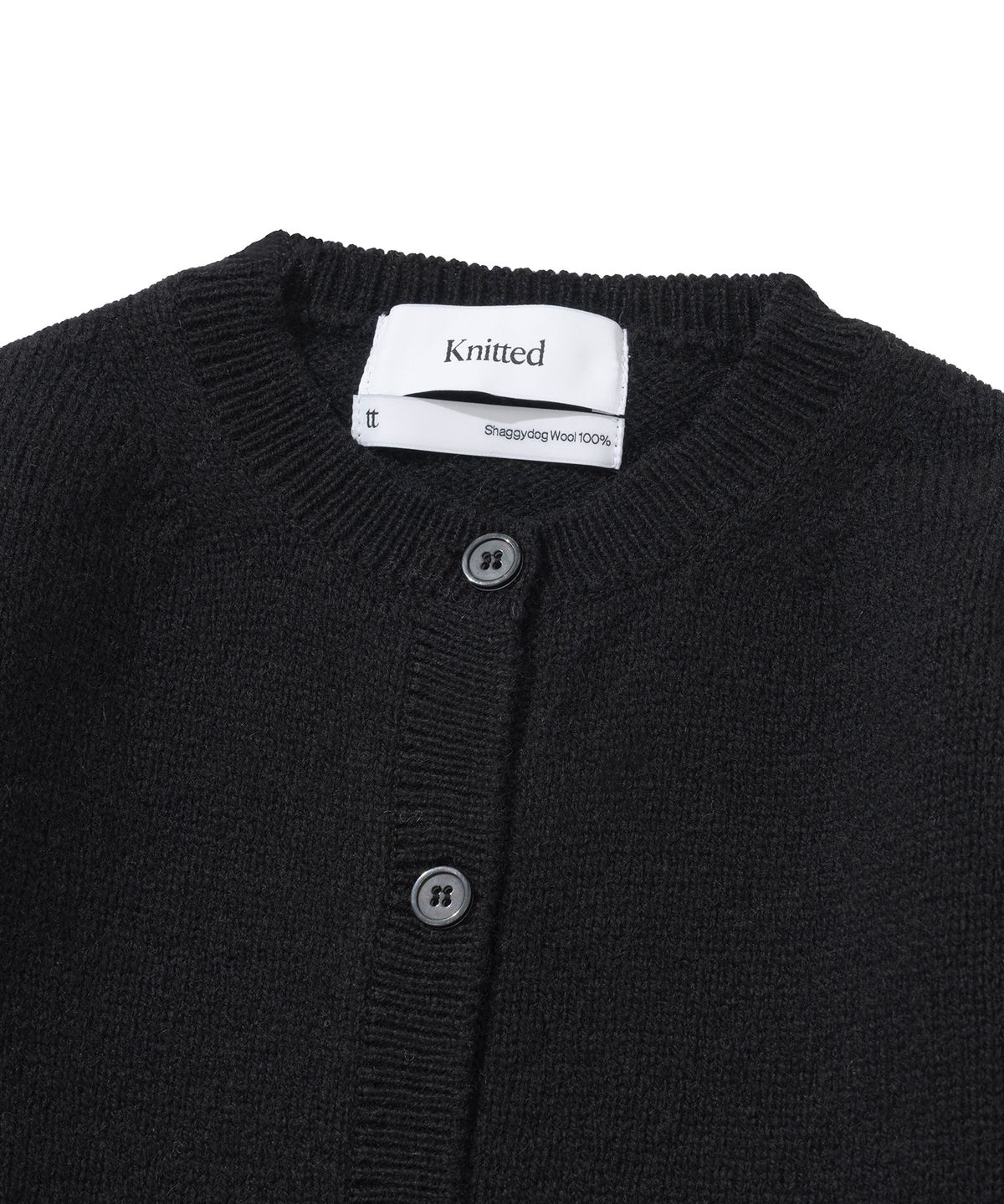 니티드(KNITTED) (W) 쉐기독 울 100% 라운드 가디건 BLACK