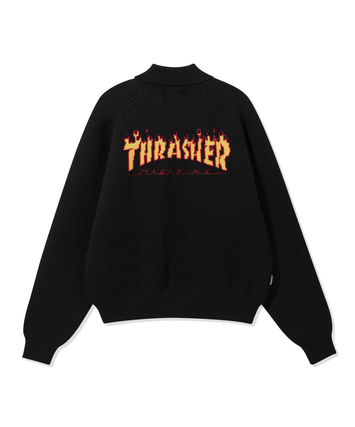 트레셔(THRASHER) 플레임 니트 집업 가디건 블랙