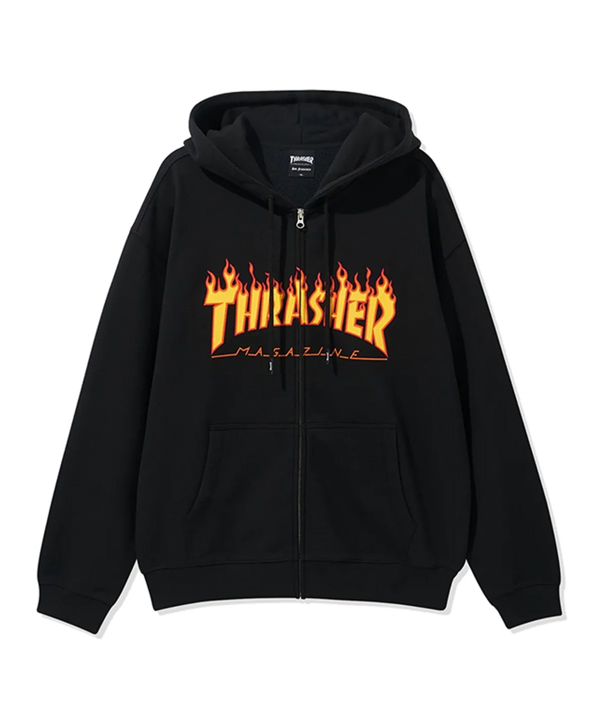트레셔(THRASHER) 빅 플레임 로고 후드집업 블랙