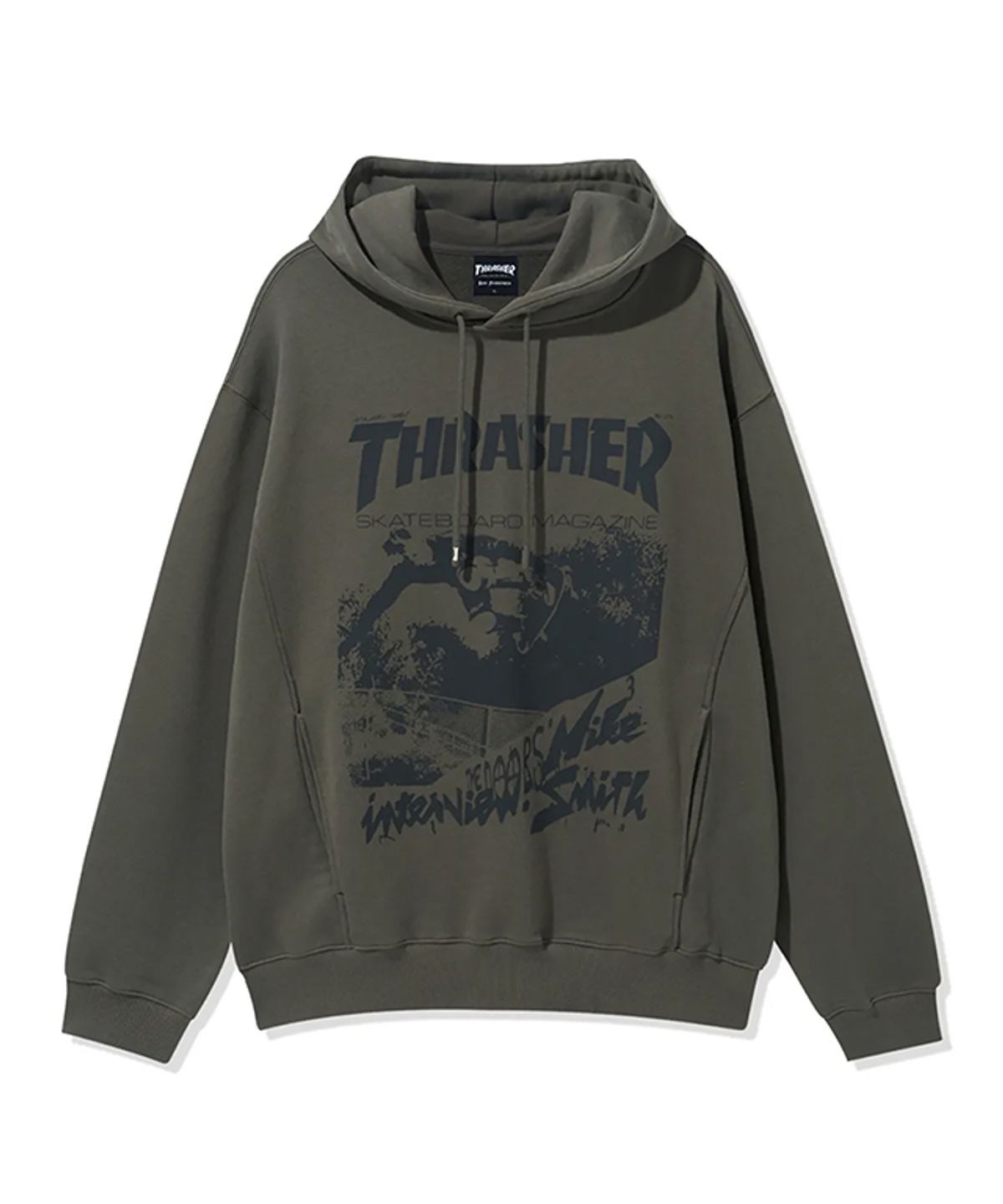 트레셔(THRASHER) 빈티지 매거진 그래픽 후디 카키