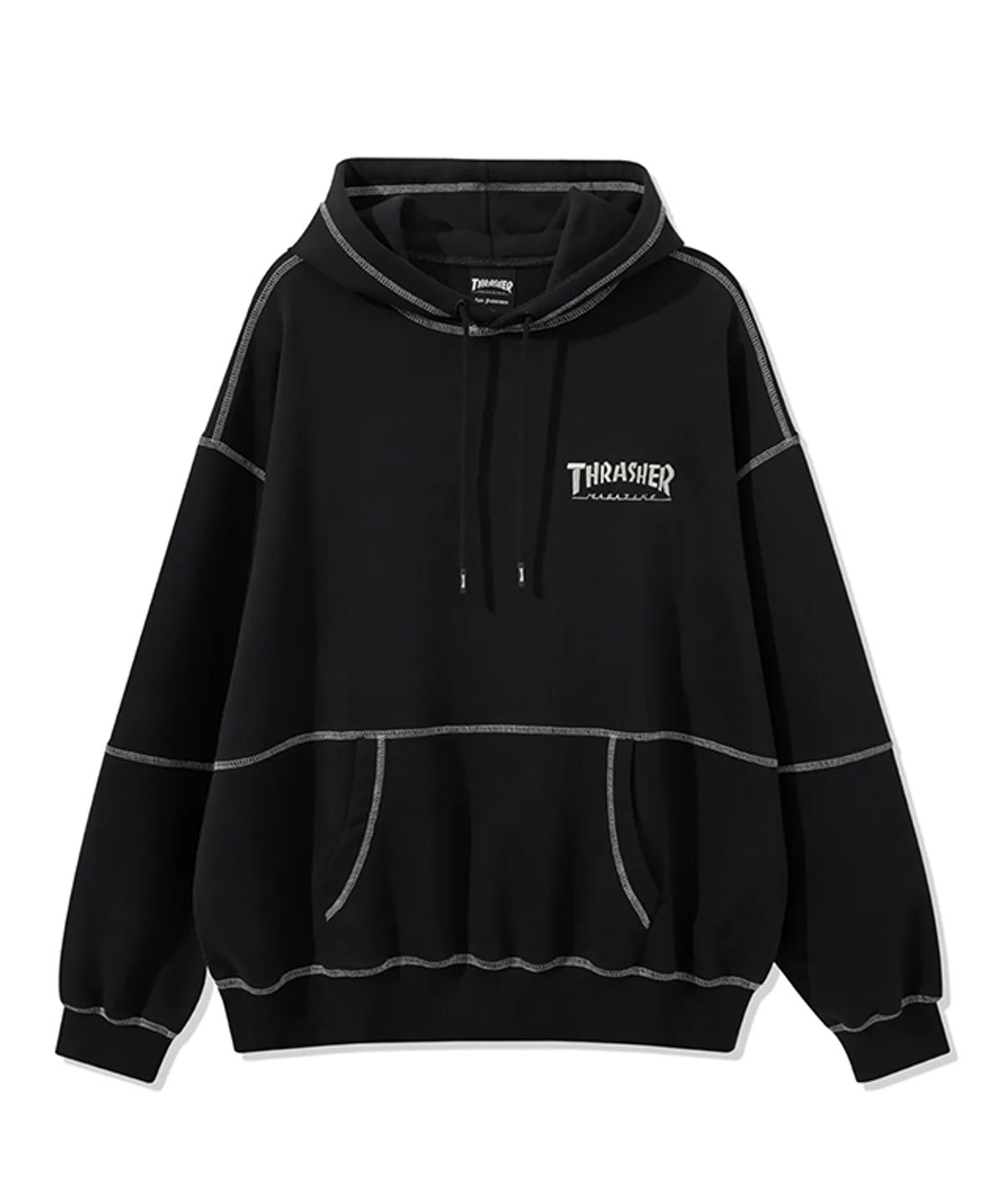 트레셔(THRASHER) 스티치 스몰 매거진 로고 후디 블랙