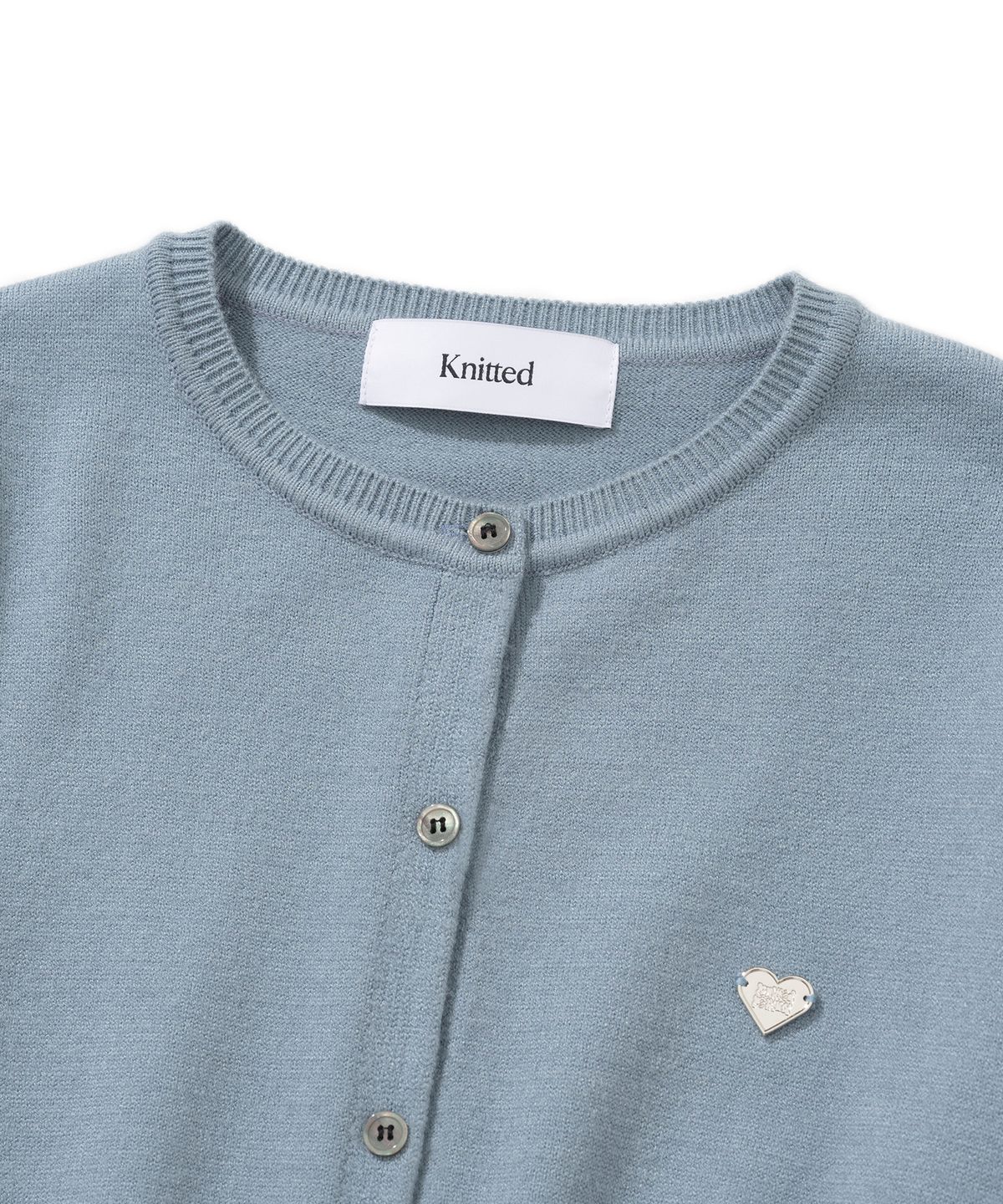 니티드(KNITTED) (W) 베이직 에센셜 워셔블 라운드 가디건 STONE BLUE